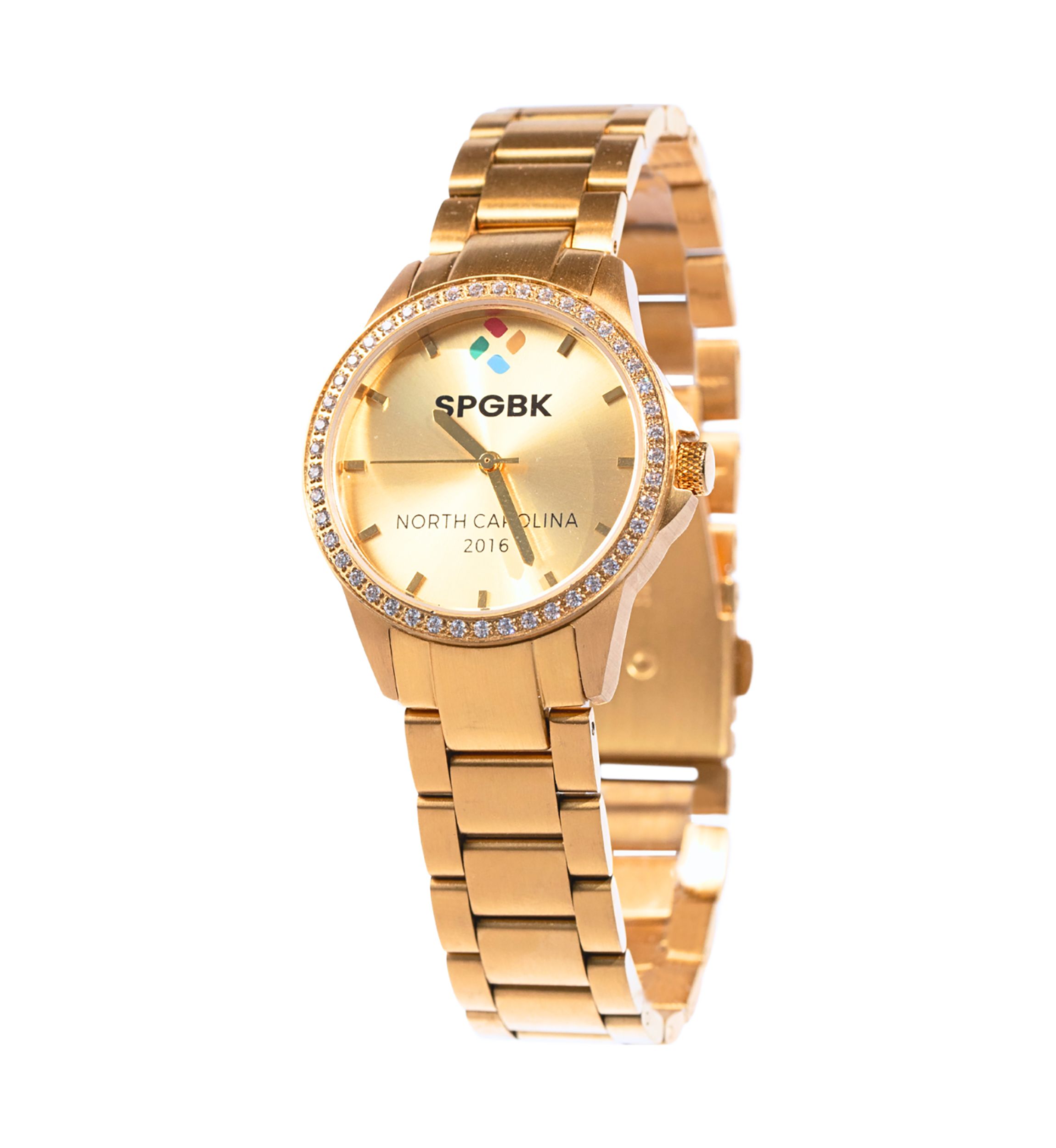 Gold Tone Petite Crystal Bracelet Watch