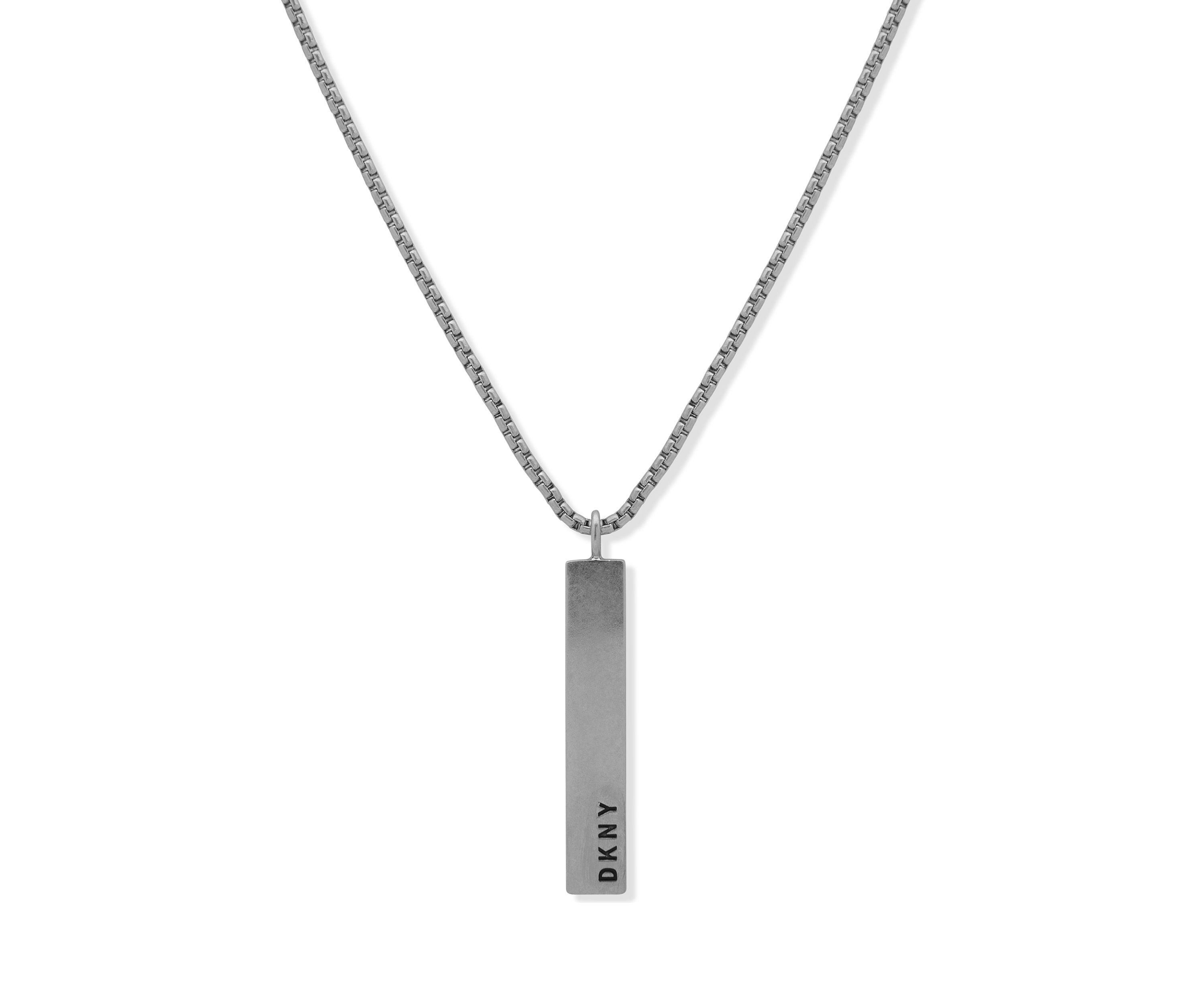 Silver Tone Worn 28 Inch Stick Pendant Necklace