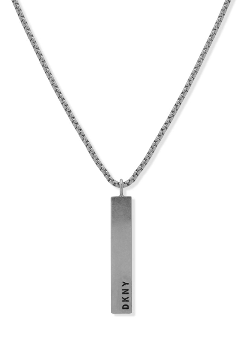 Silver Tone Worn 28 Inch Stick Pendant Necklace