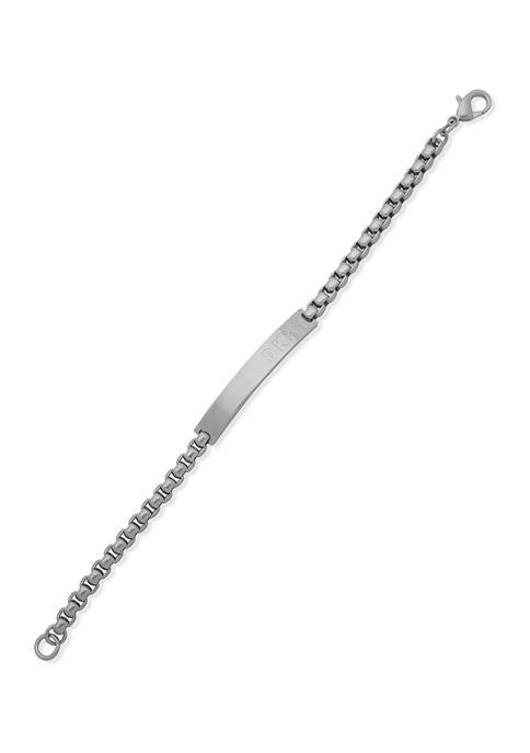 DKNY Silver Tone Worn Logo ID Flex Bracelet