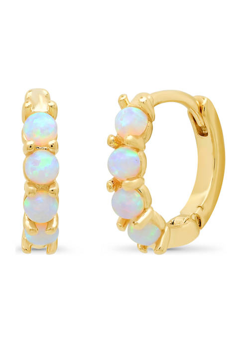 Belk Silverworks Gold Opal Huggie Hoop Earrings