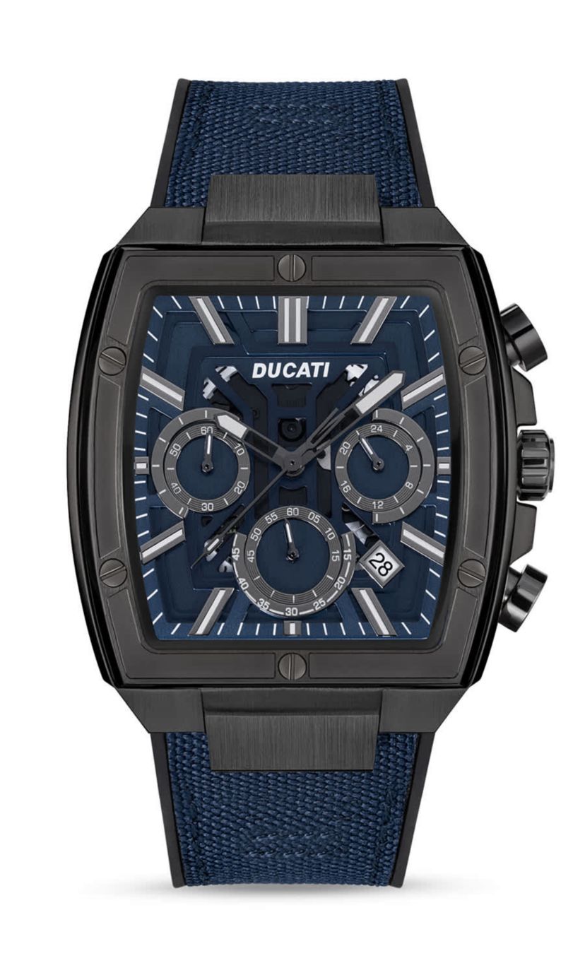 Chronograph Quartz Watch With Black  Silicon & Nylon Strap, Black Dial Square Shape  40Mm Case