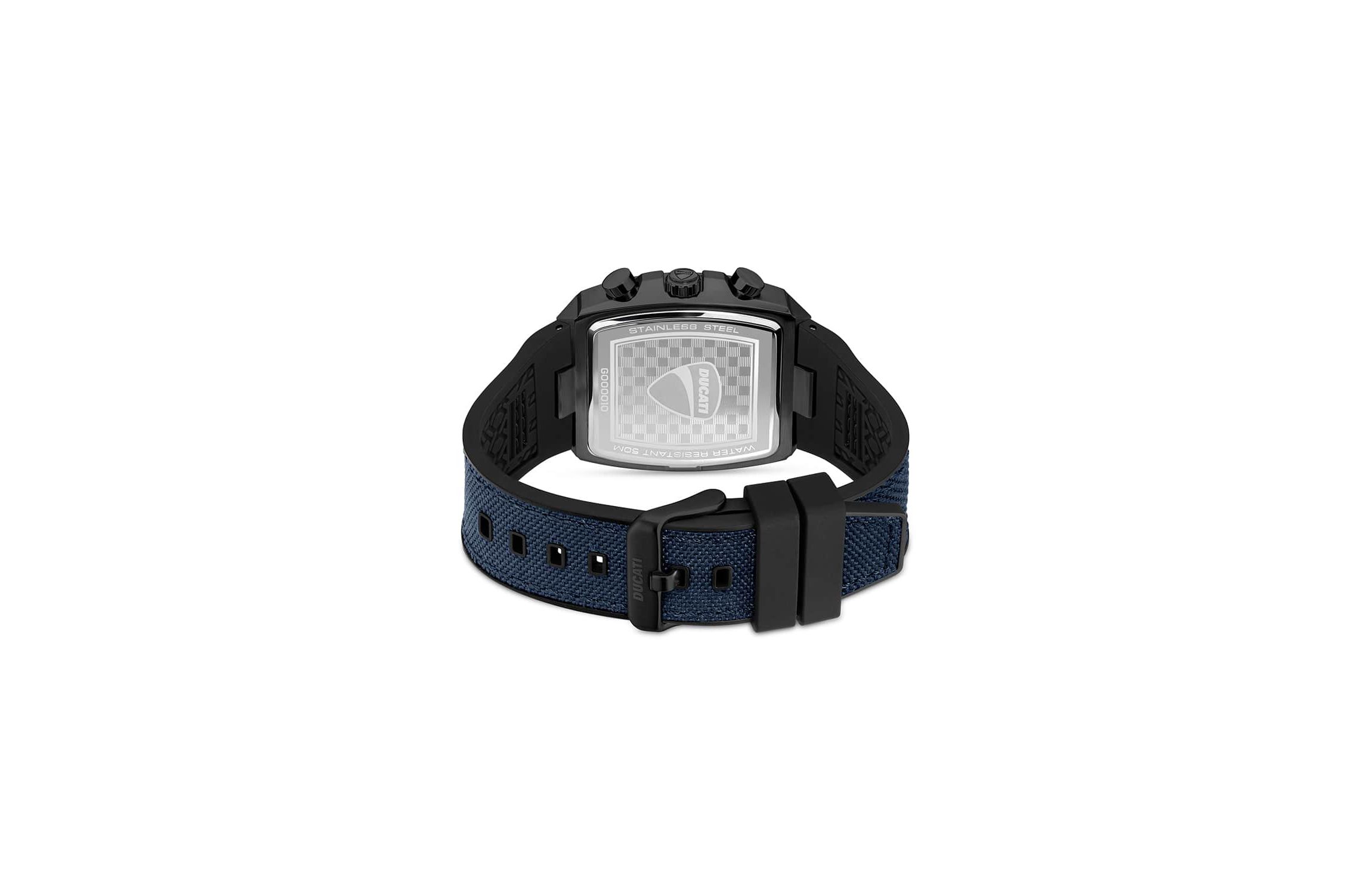 Chronograph Quartz Watch With Black  Silicon & Nylon Strap, Black Dial Square Shape  40Mm Case
