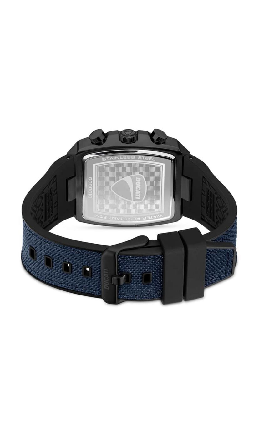 Chronograph Quartz Watch With Black  Silicon & Nylon Strap, Black Dial Square Shape  40Mm Case