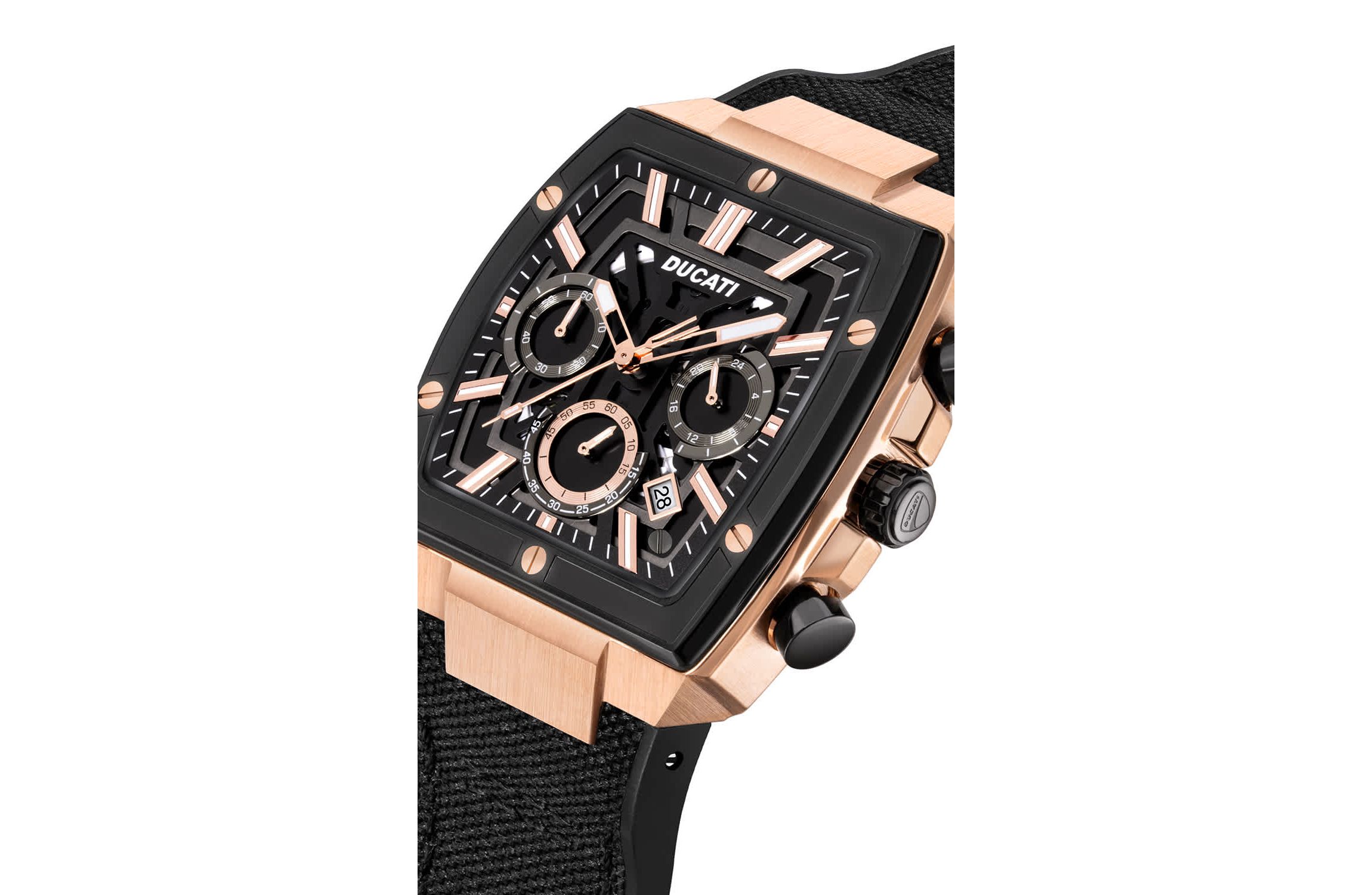 Chronograph Quartz Watch With Blue  Silicon & Nylon Strap, Blue Dial Square Shape  40Mm Case
