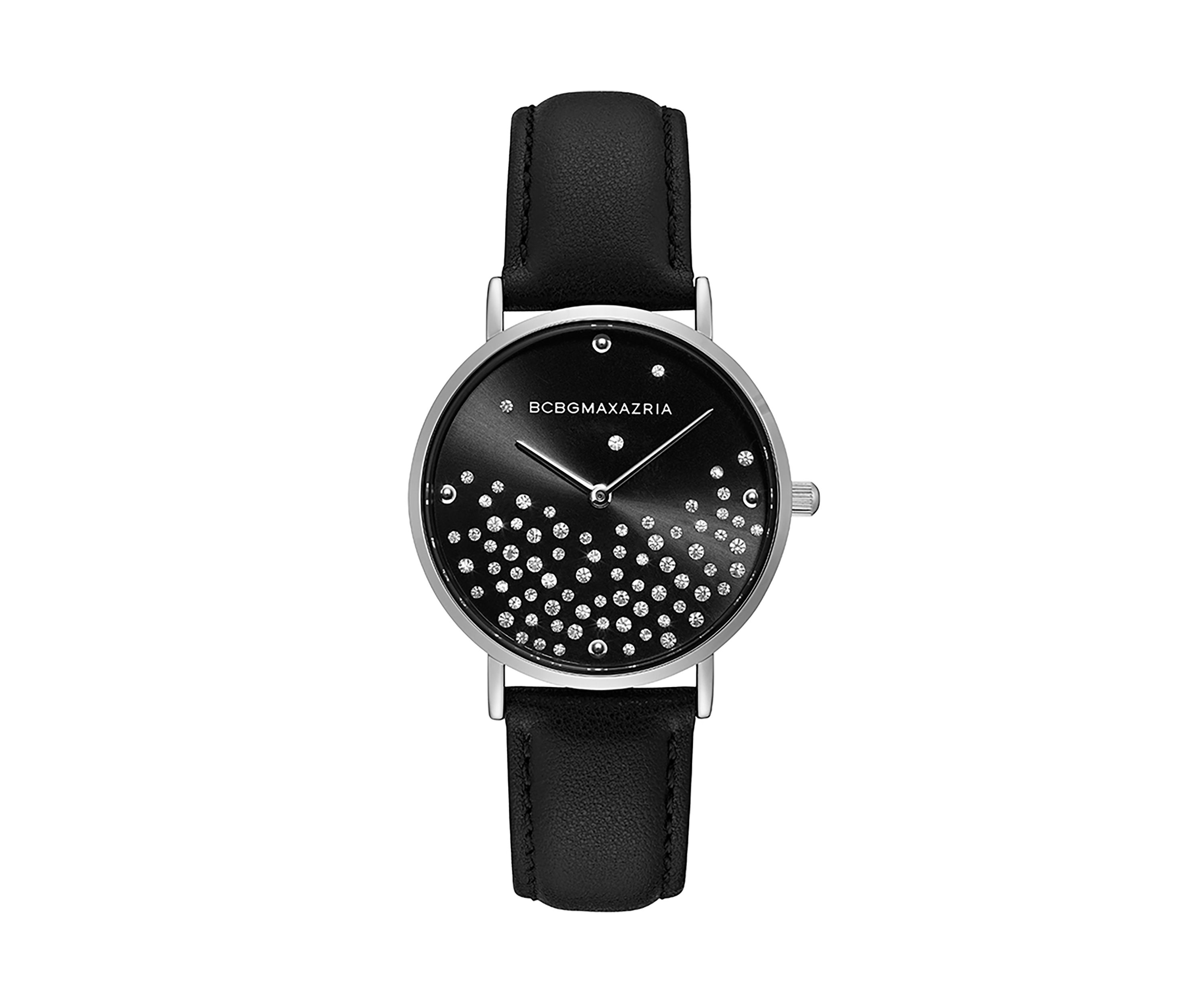 Womens Black Leather Strap Watch