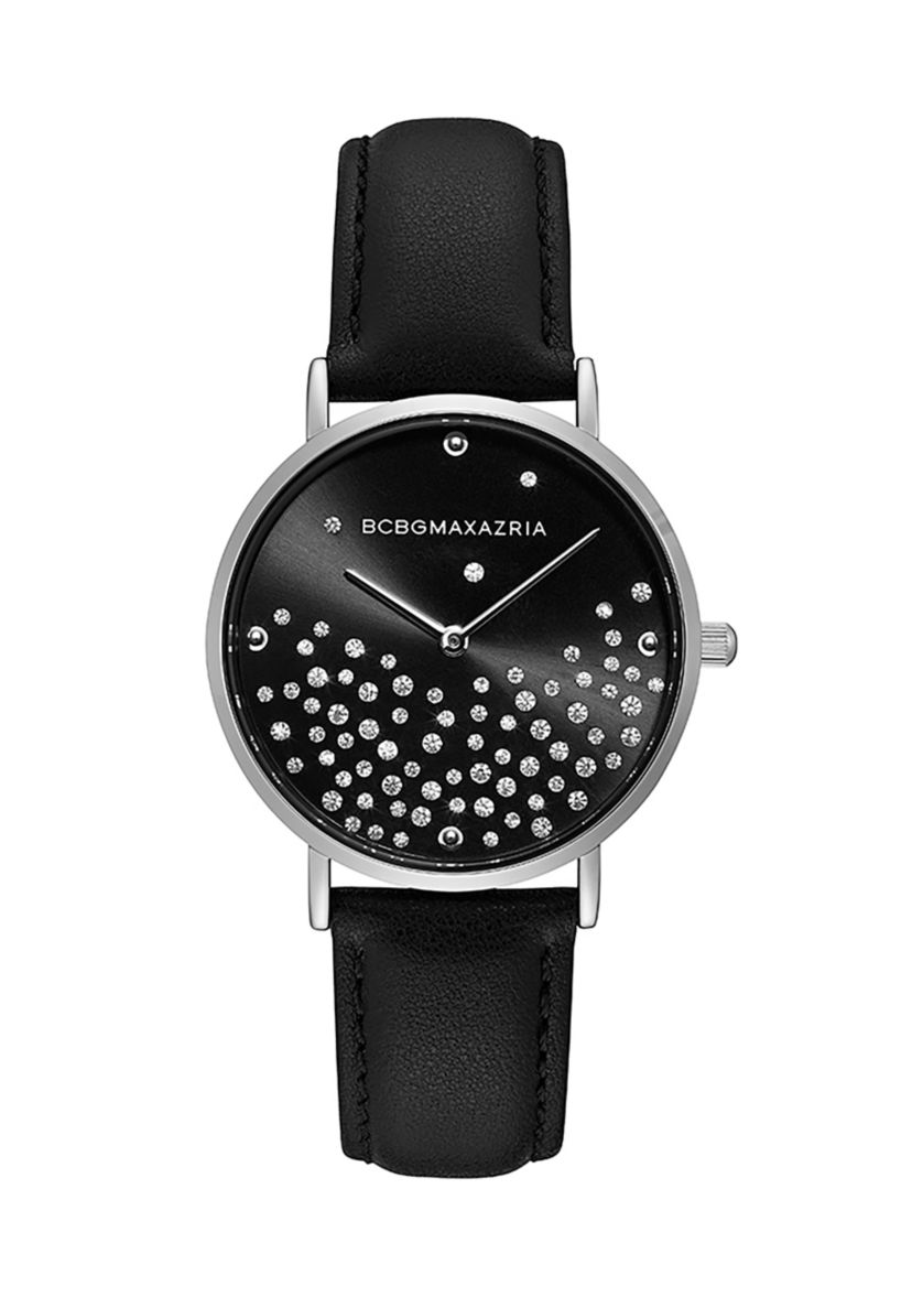 Womens Black Leather Strap Watch