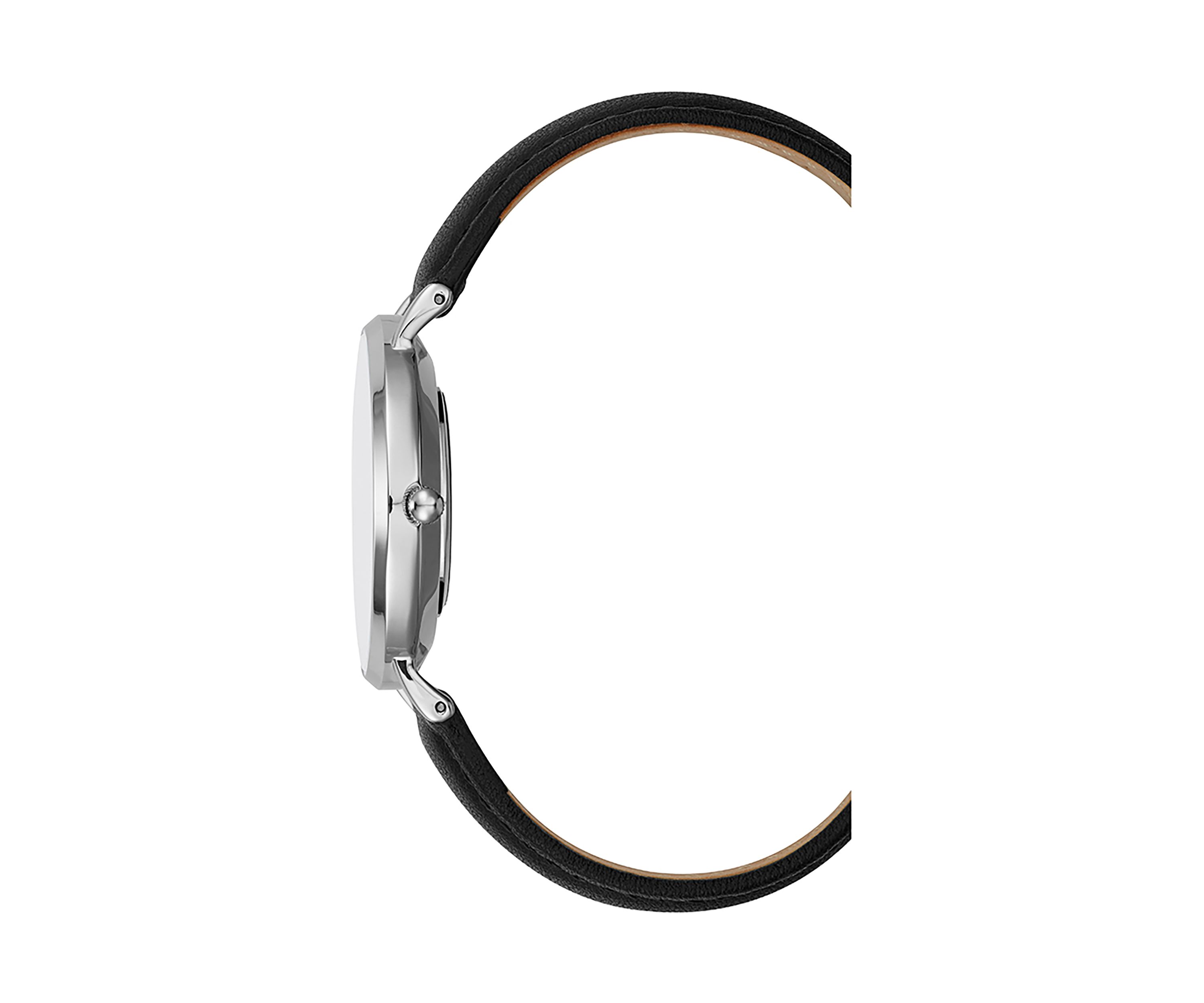 Womens Black Leather Strap Watch
