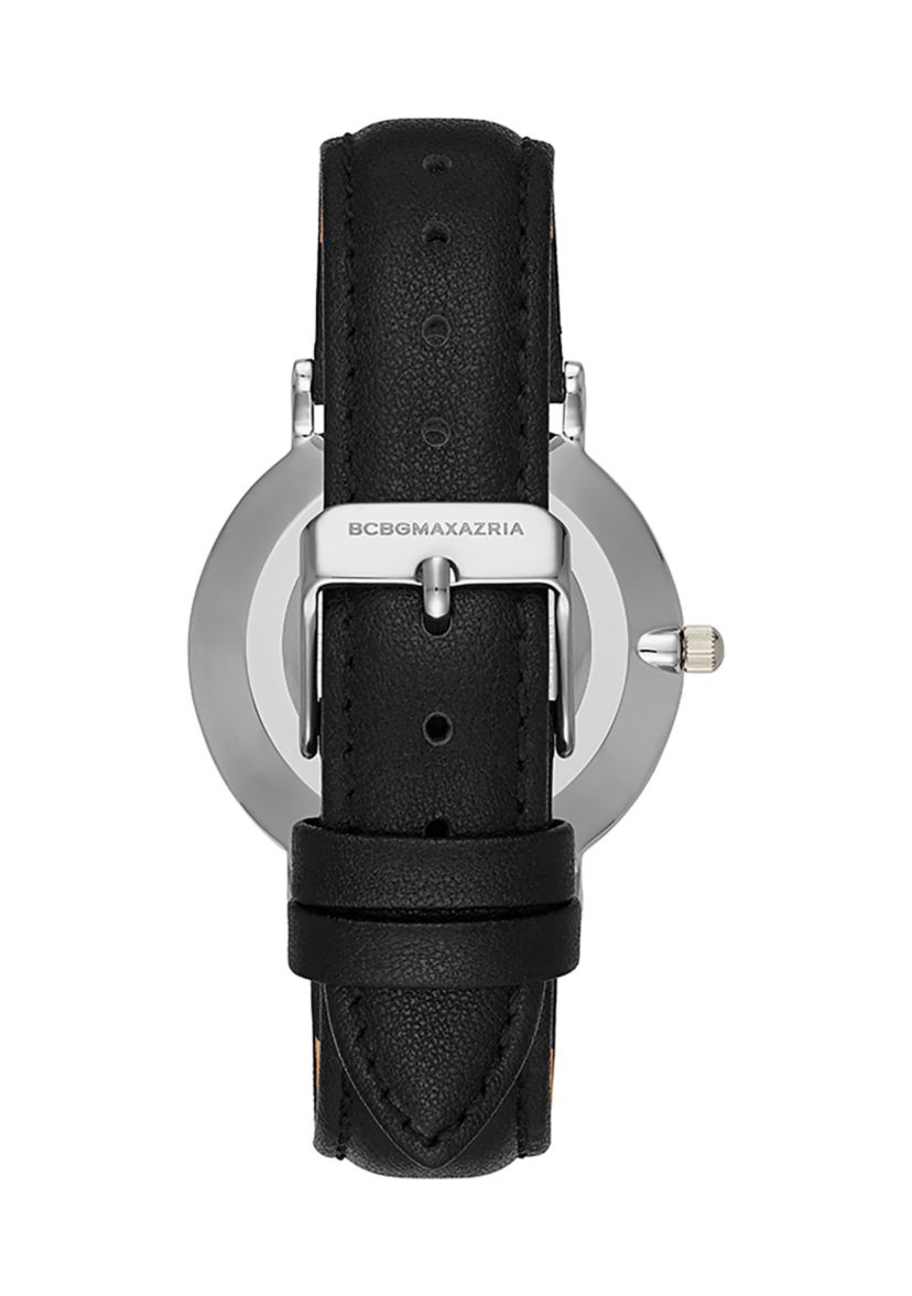 Womens Black Leather Strap Watch