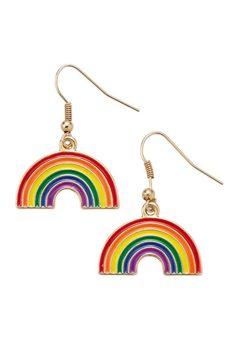 Belk Gold-Tone Pride Theme Rainbow Drop Earrings