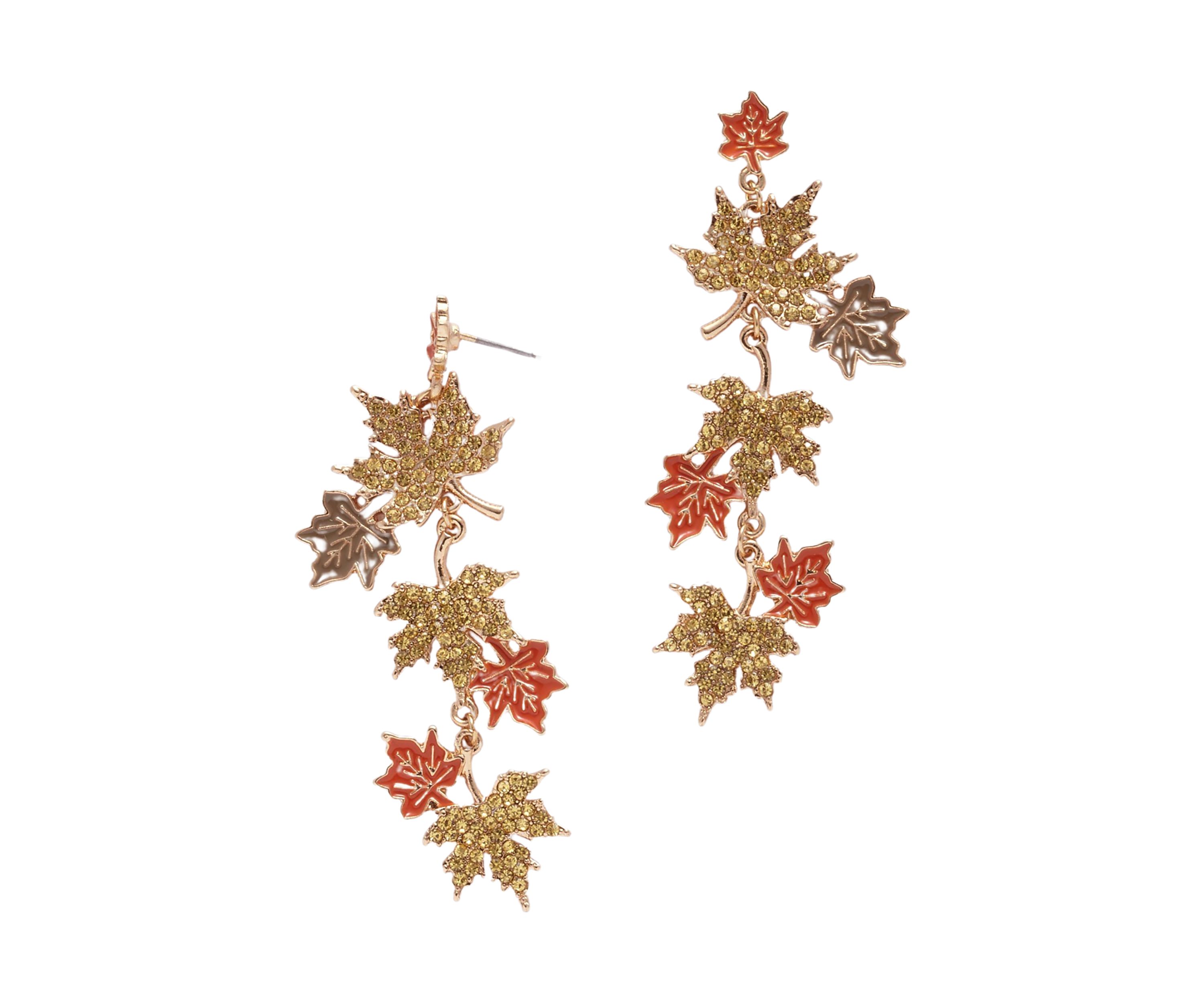 Leaf Cluster Motif Drop Earrings