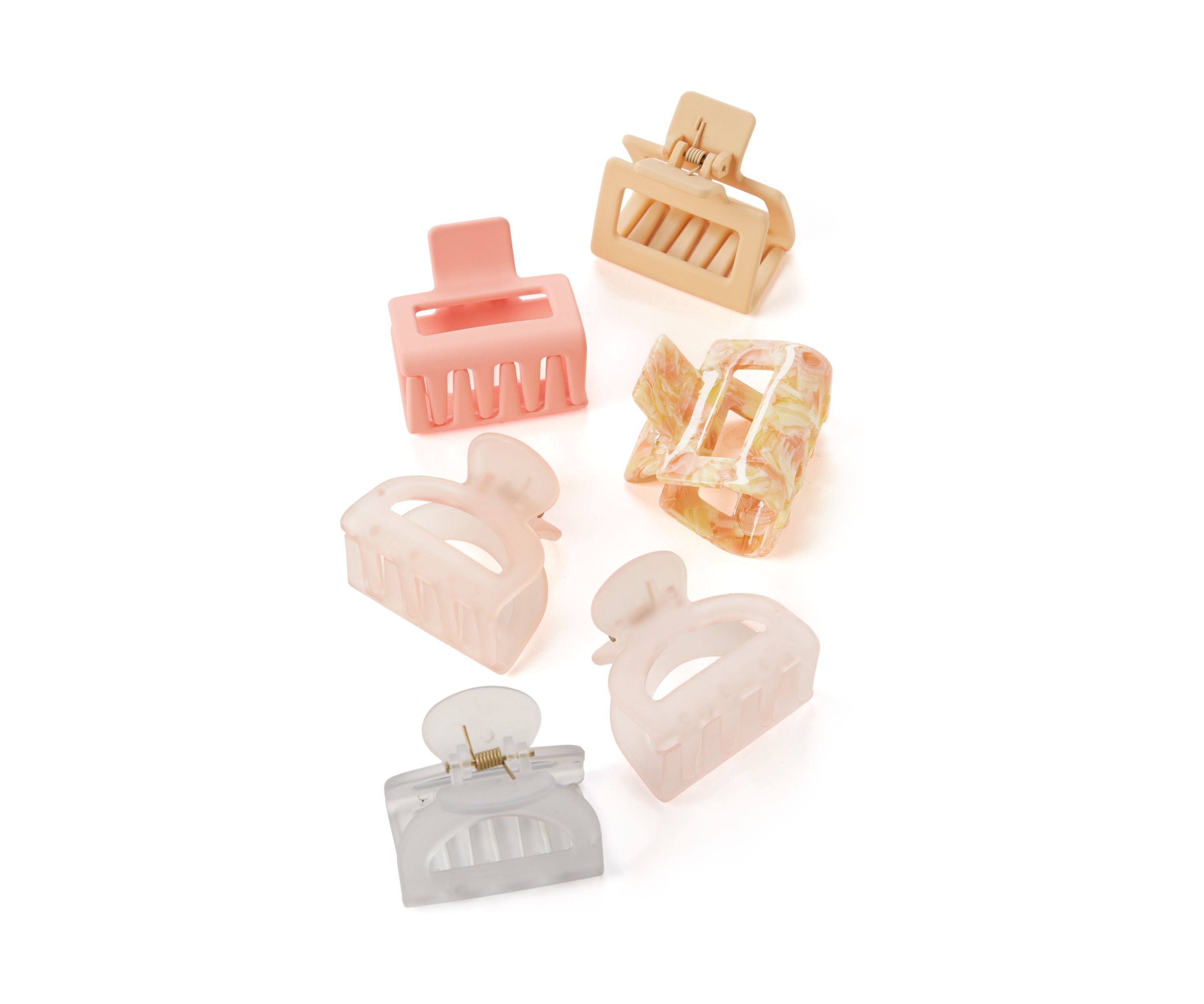 Assorted Peach Square Claw Clip 6 Piece Set