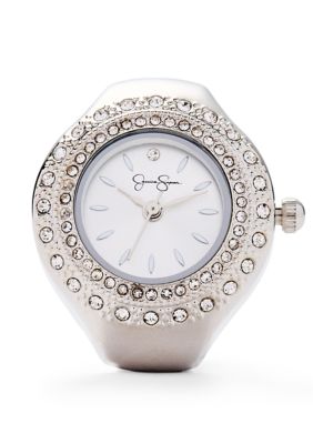 Jessica Simpson Women's Crystal Pavé Ring Watch