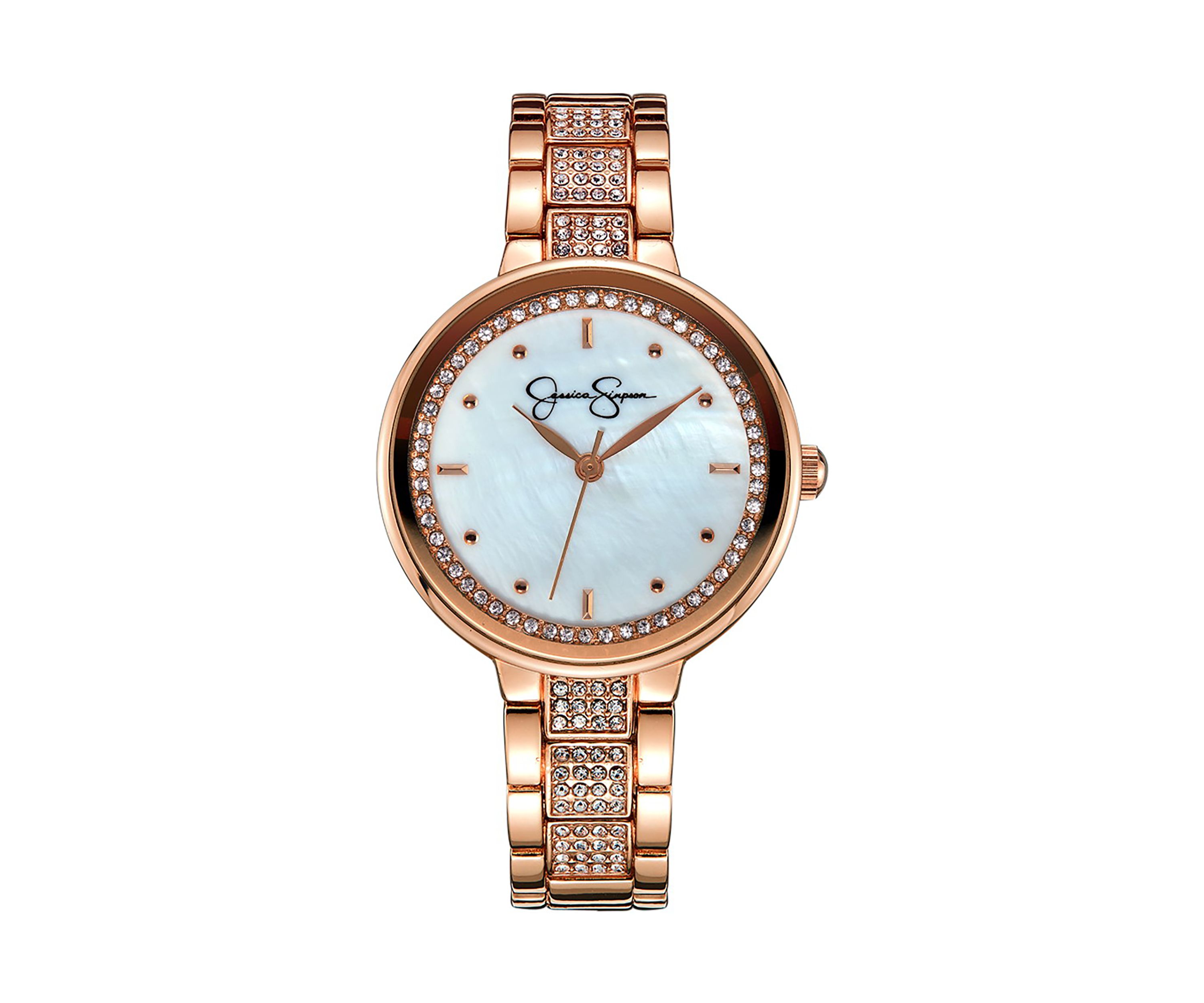 Rose Gold Tone Crystal and Genuine Mother of Pearl Dial Watch