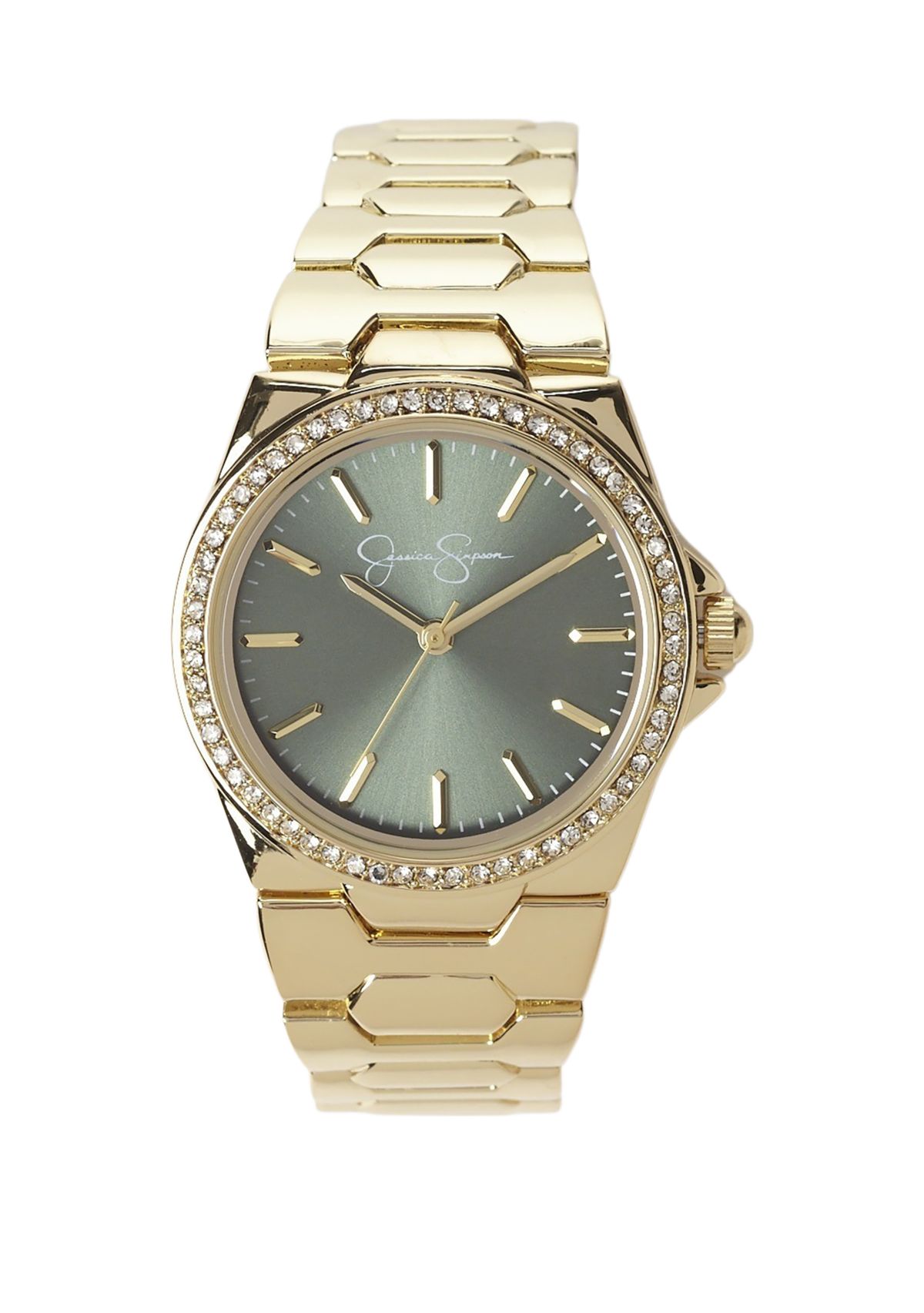 Gold Tone 32 Millimeter Green Case Watch