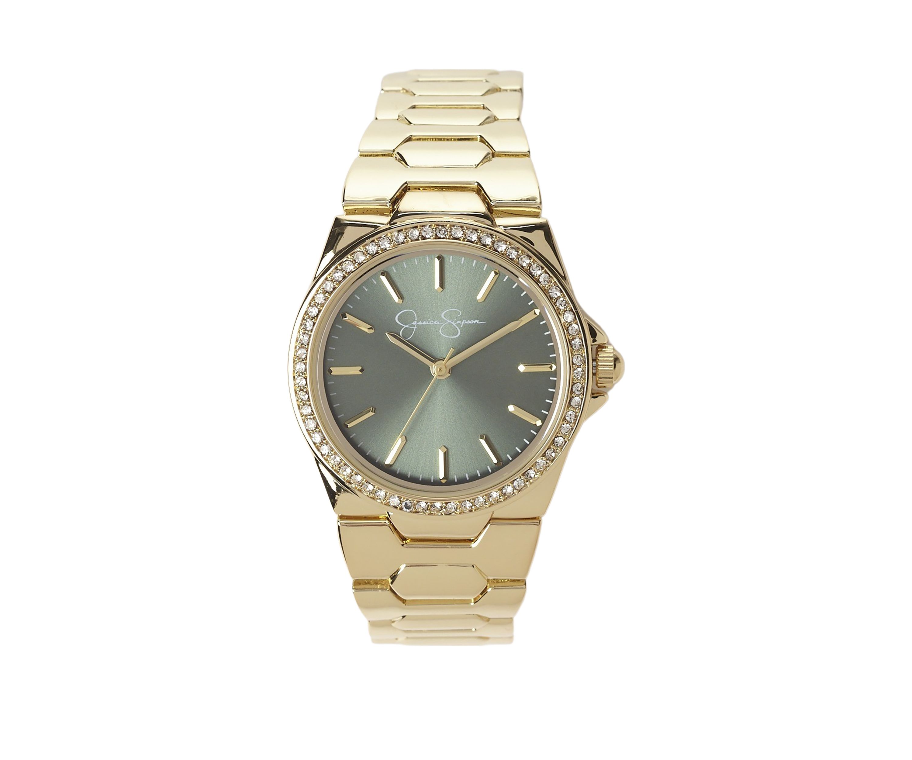 Gold Tone 32 Millimeter Green Case Watch