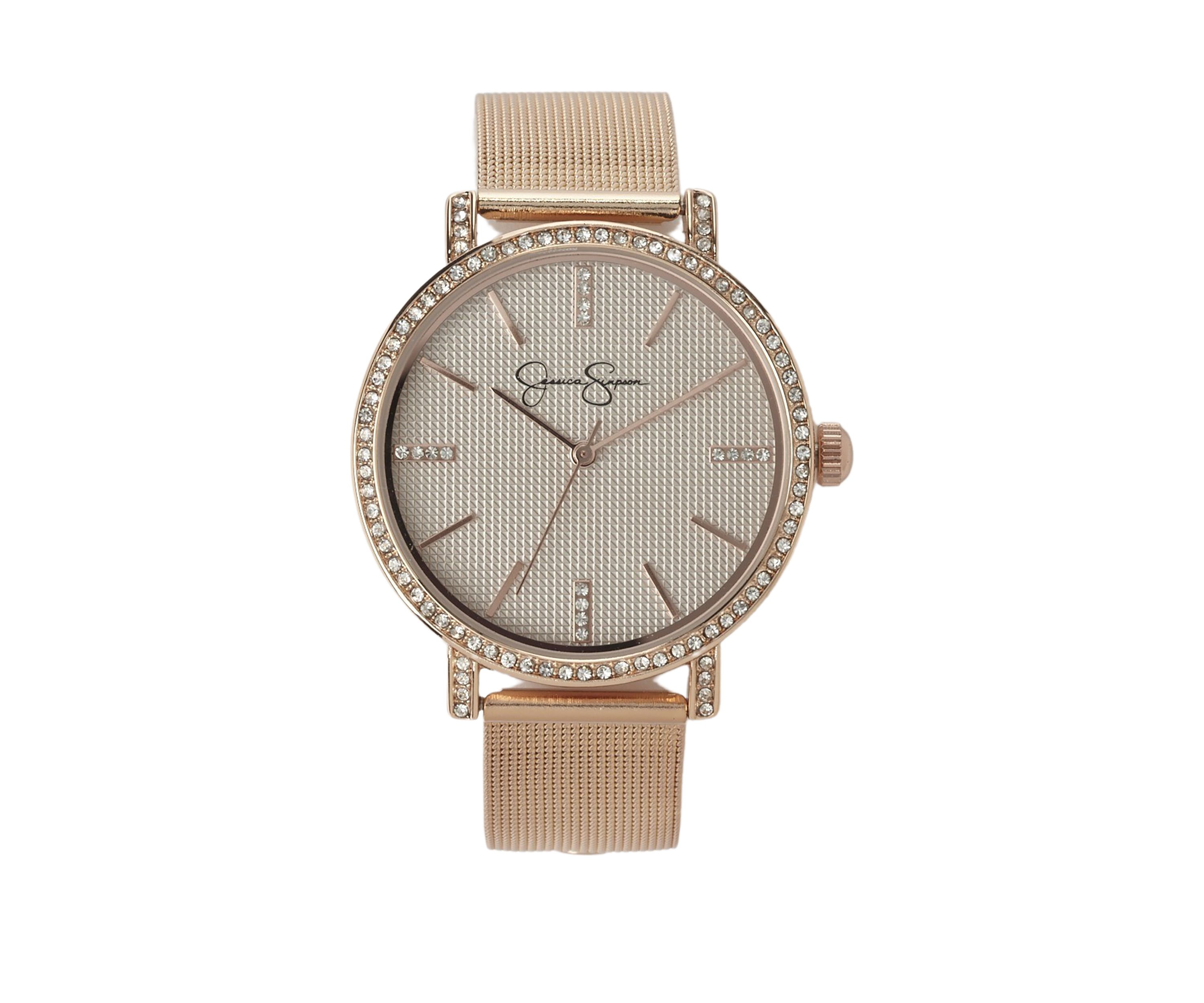 Rose Gold Tone 36 Millimeter Textured Mesh Watch