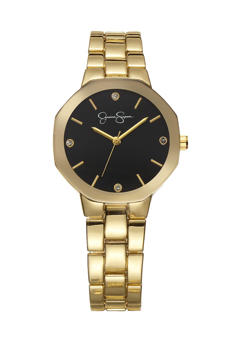 Gold Tone Metalized Bezel Bracelet Watch