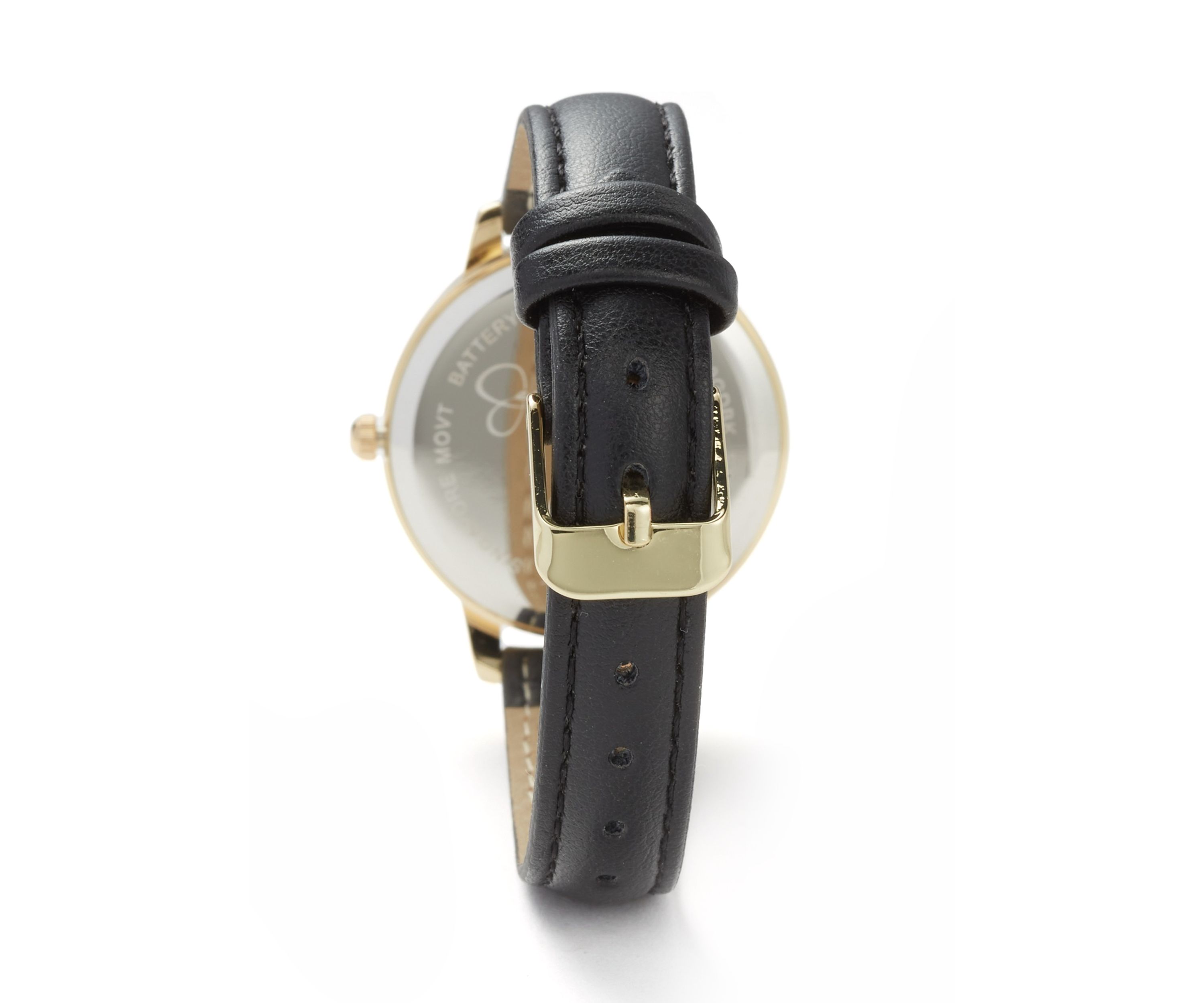 Gold Tone Black Faceted Glass Strap Watch