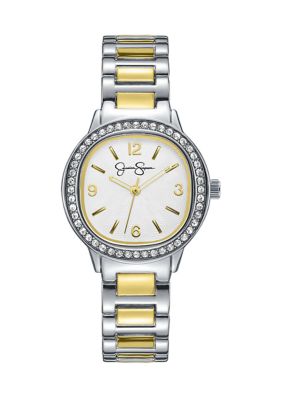 Jessica Simpson Women's Crystal Tri-Tone Watch