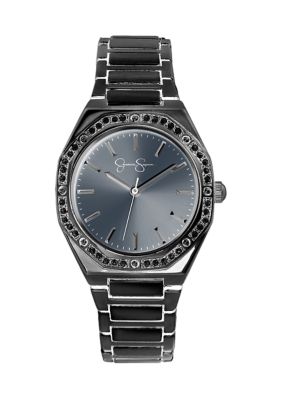 Jessica Simpson Women's Silvertone Grey Pave Analog Watch
