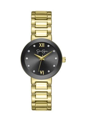 Jessica Simpson Women's Gold Tone Black Dial Ananlog Watch