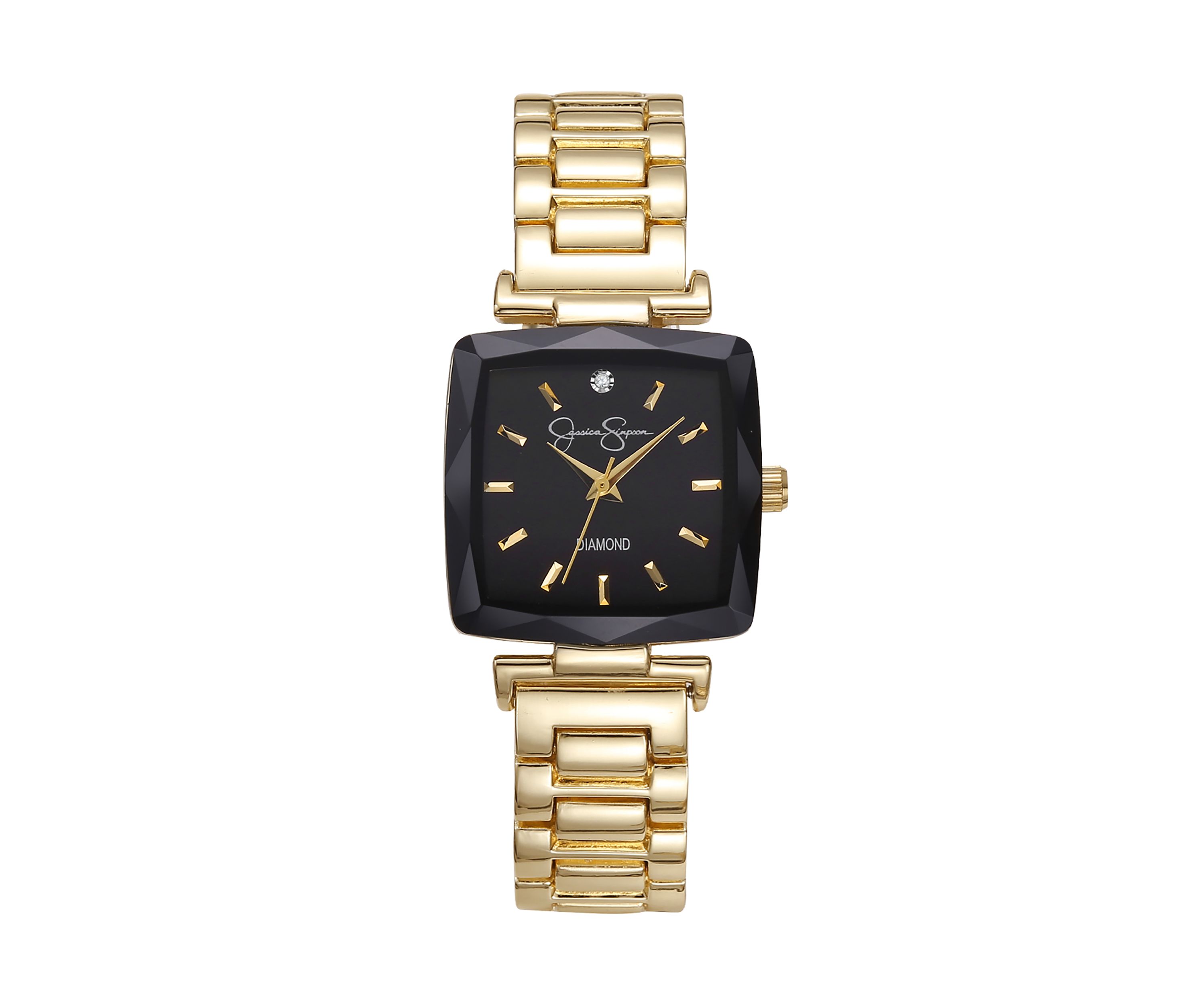 Genuine Diamond Faceted Bezel Bracelet Watch