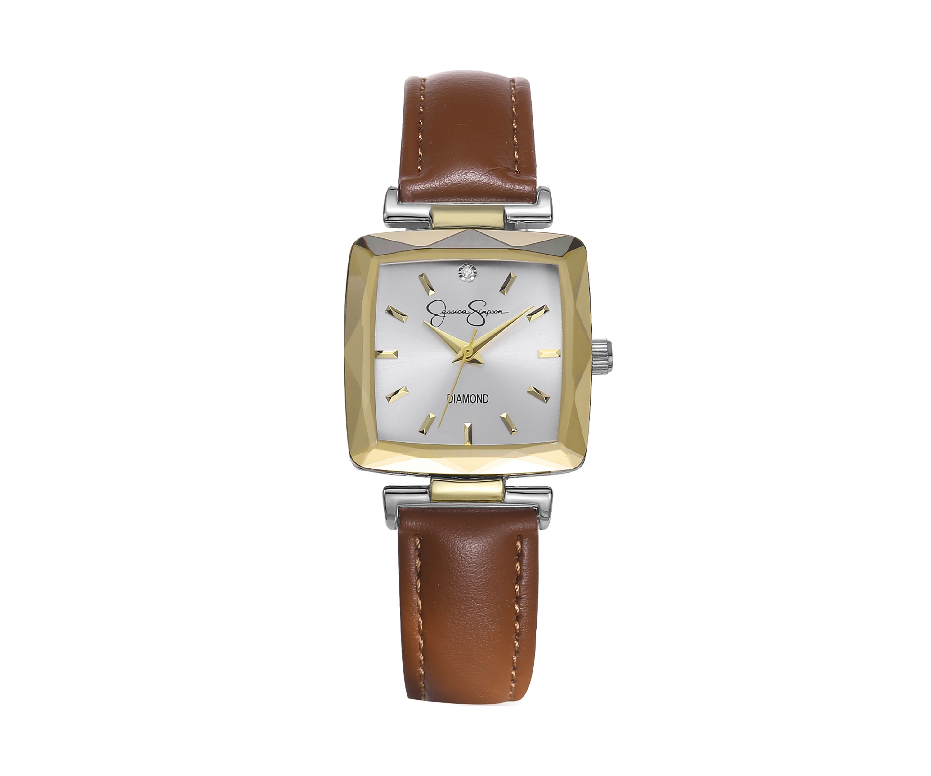 Two Tone Brown Leather Strap Watch