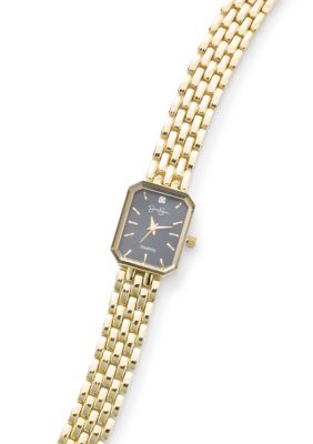 Jessica Simpson Women's Genuine Diamond Dial Black Rectangle Bracelet Watch