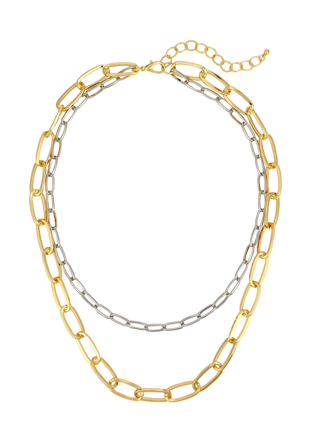 Two-Tone Short 2-Row Chain Link Necklace 