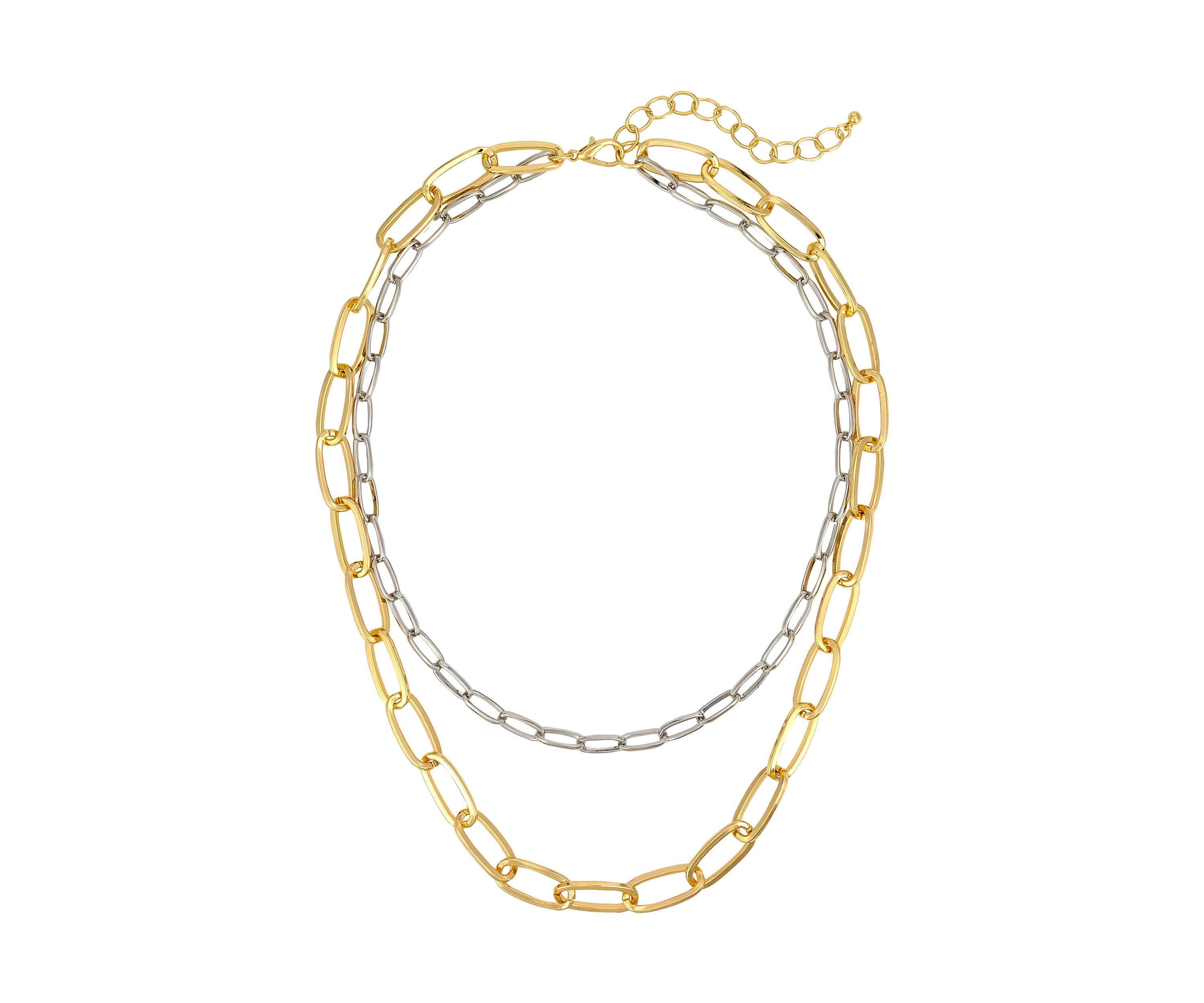Two-Tone Short 2-Row Chain Link Necklace 