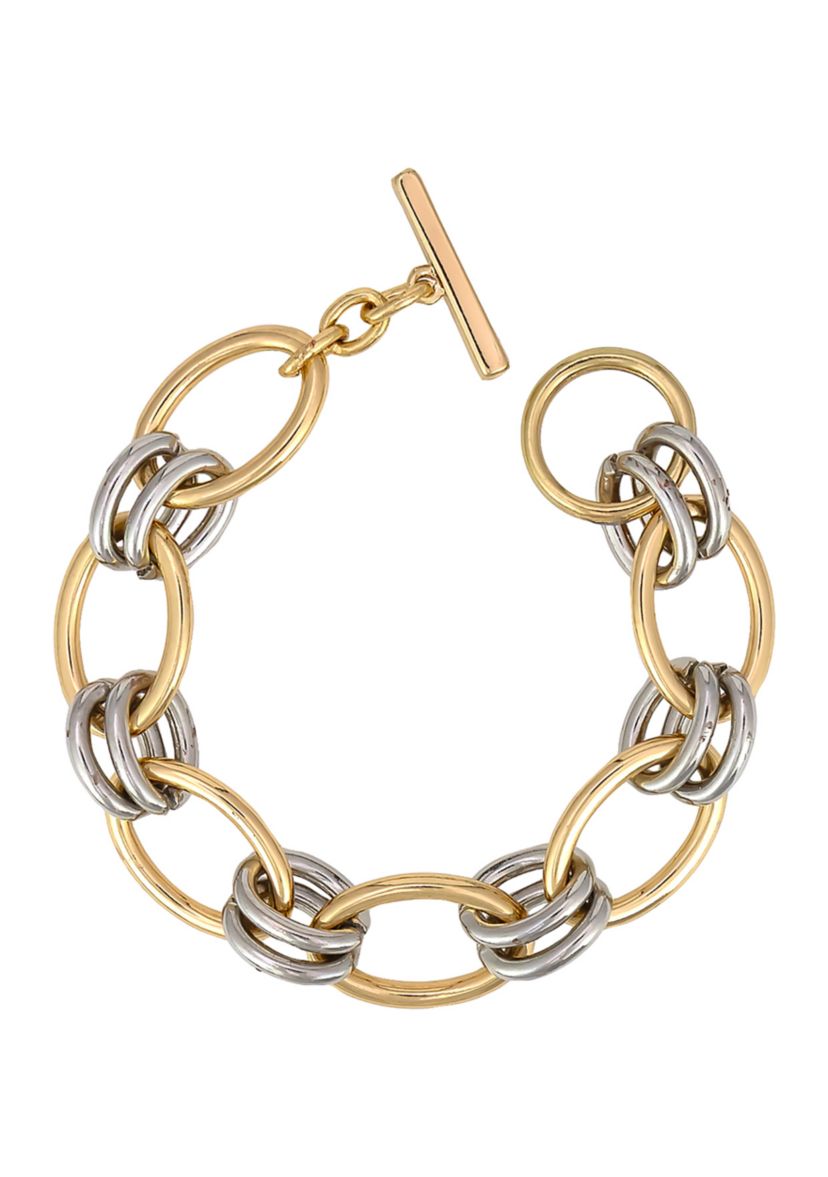 Two-Tone Chain Link Bracelet 