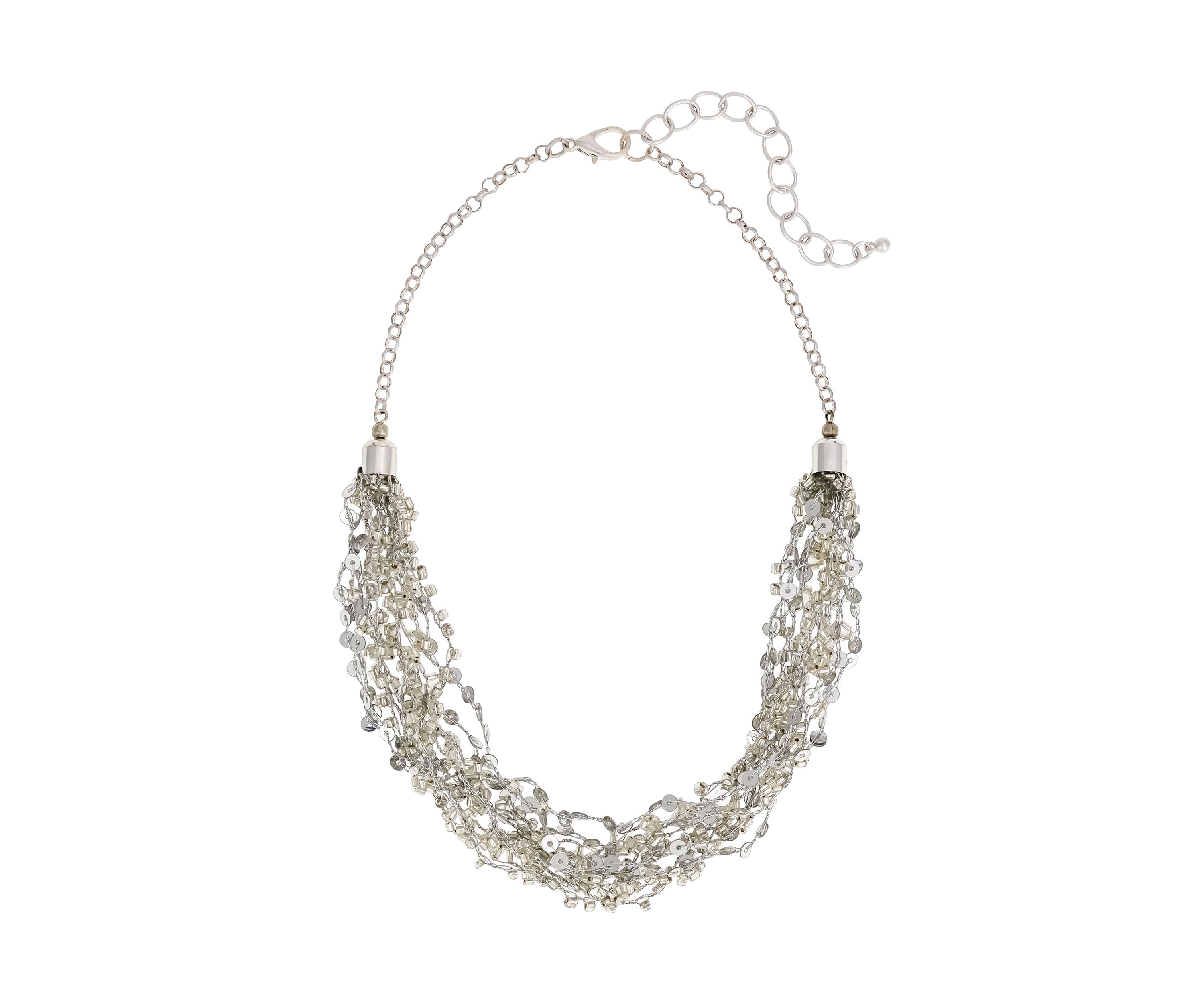 Short Multi Row Crochet with Sequins Necklace