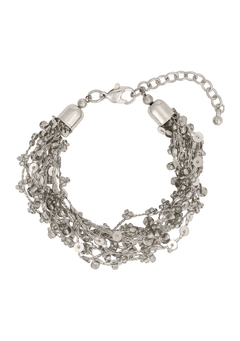 Crocheted with Sequins Multi Row Bracelet