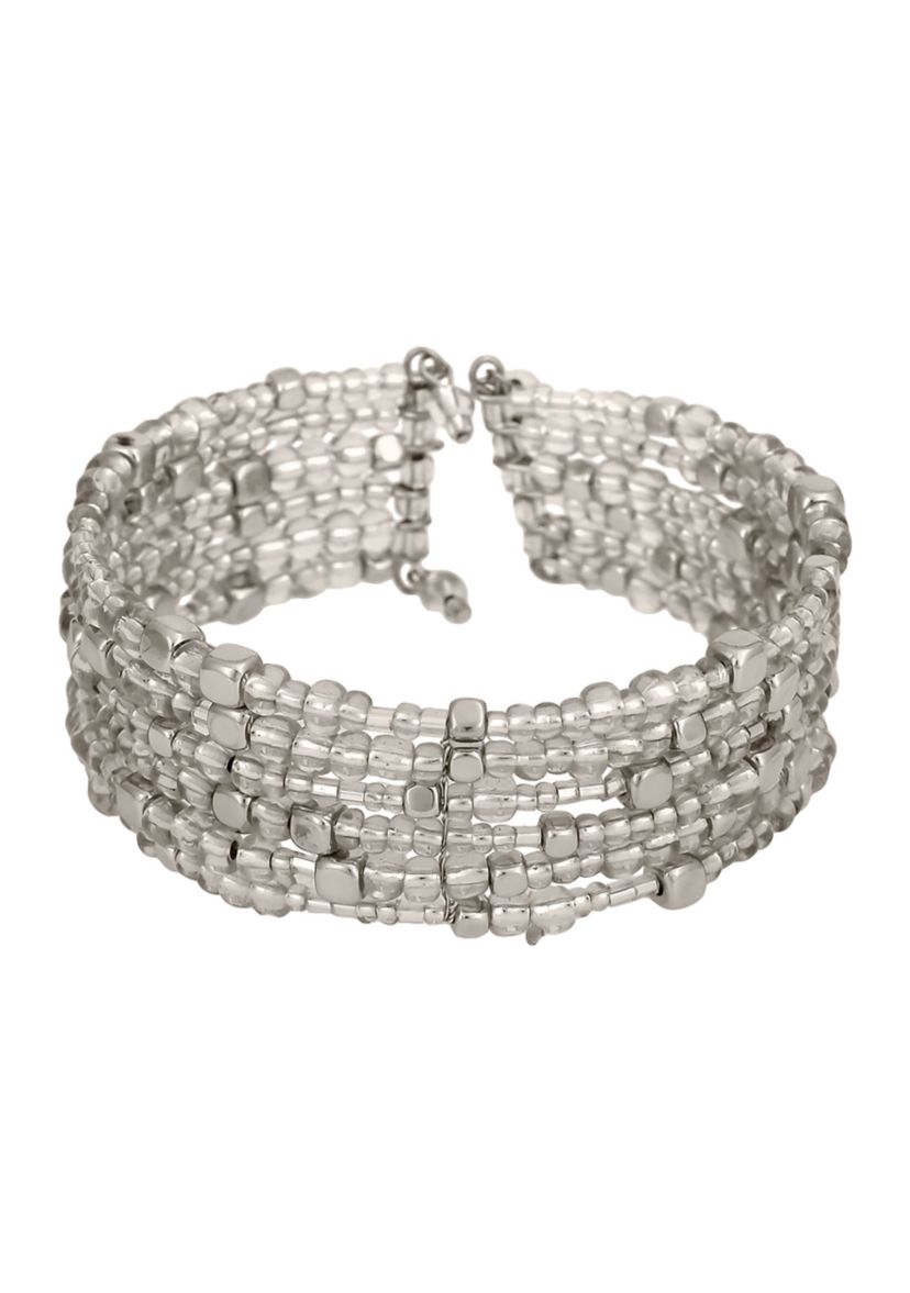 Multi Row Seed Bead Cuff Bracelet