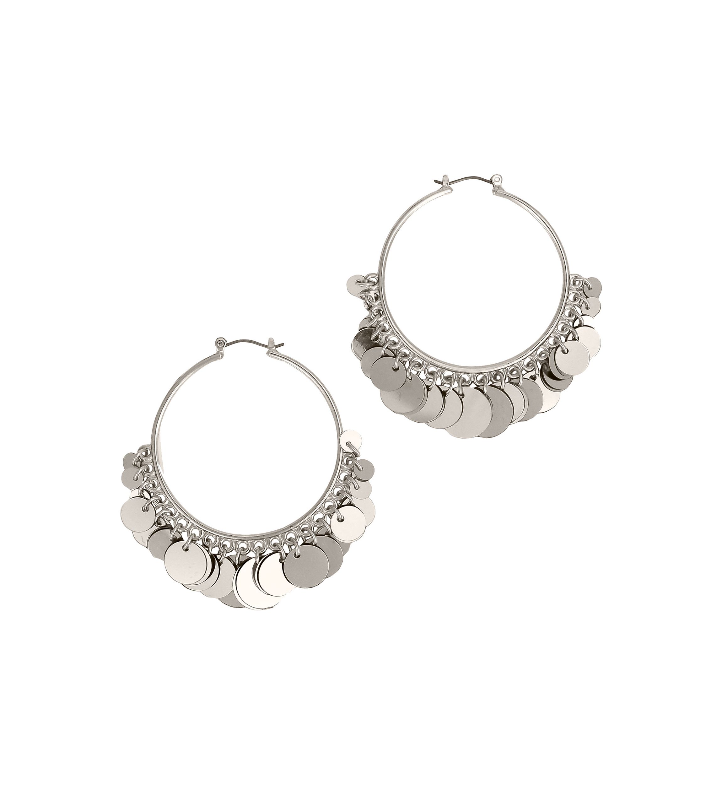 Sequin Fringe Drop Click It Hoop Earrings