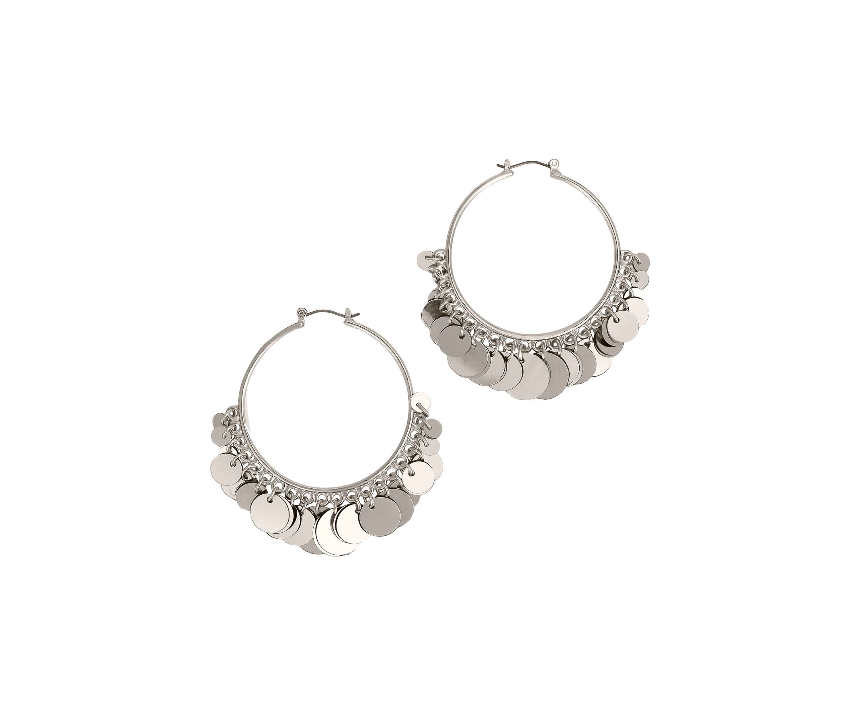 Sequin Fringe Drop Click It Hoop Earrings