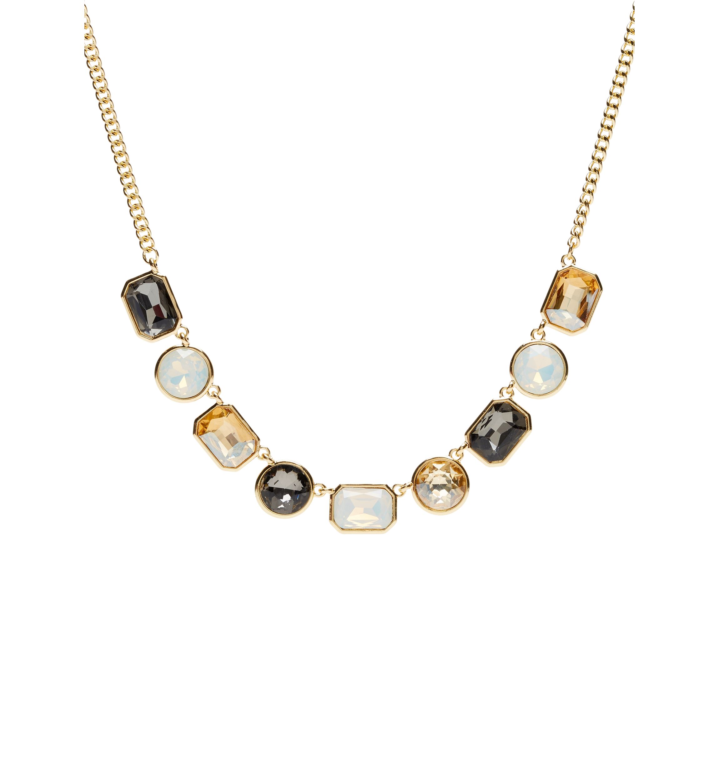 Gold Tone Multi Stone Frontal Necklace