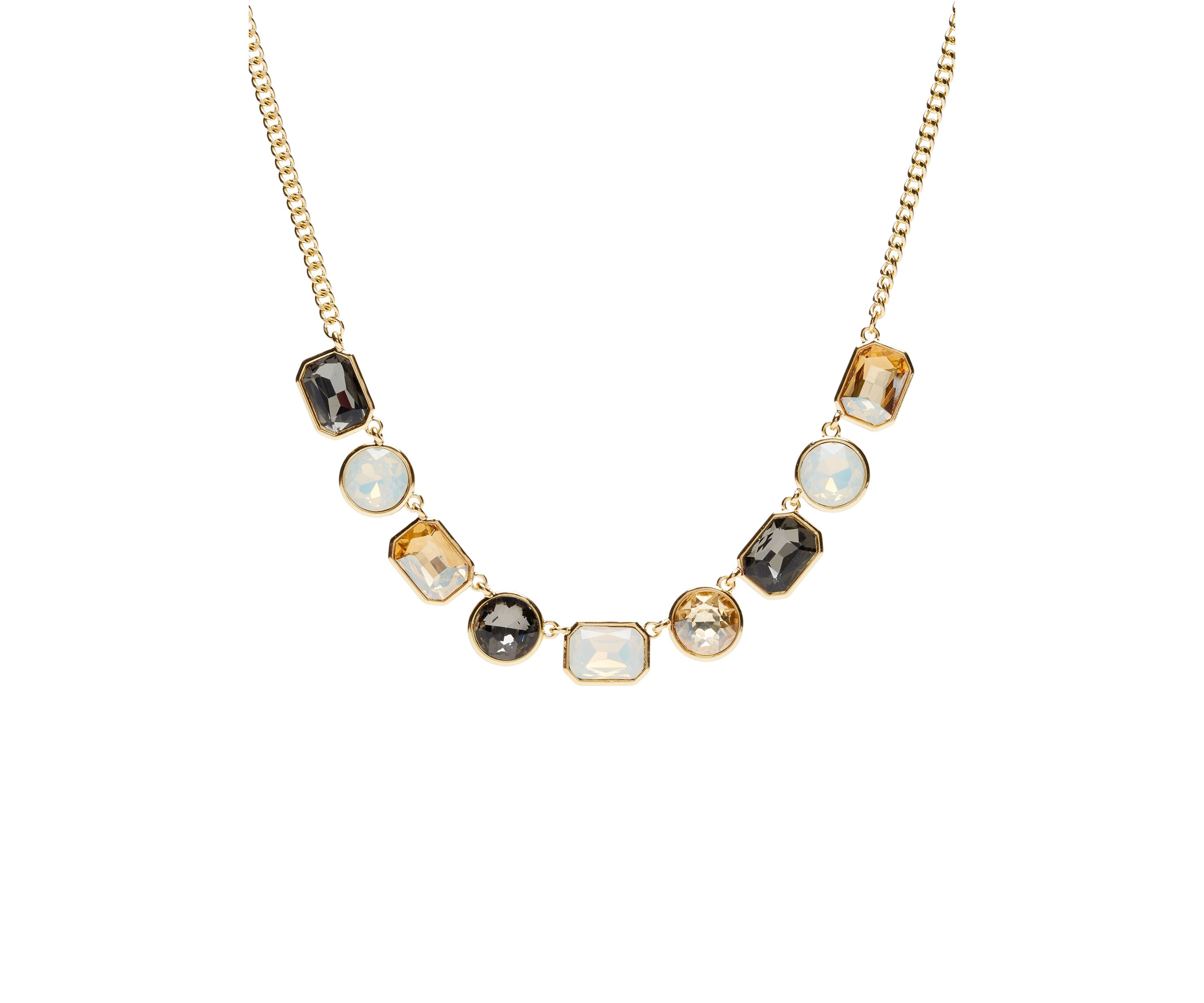 Gold Tone Multi Stone Frontal Necklace