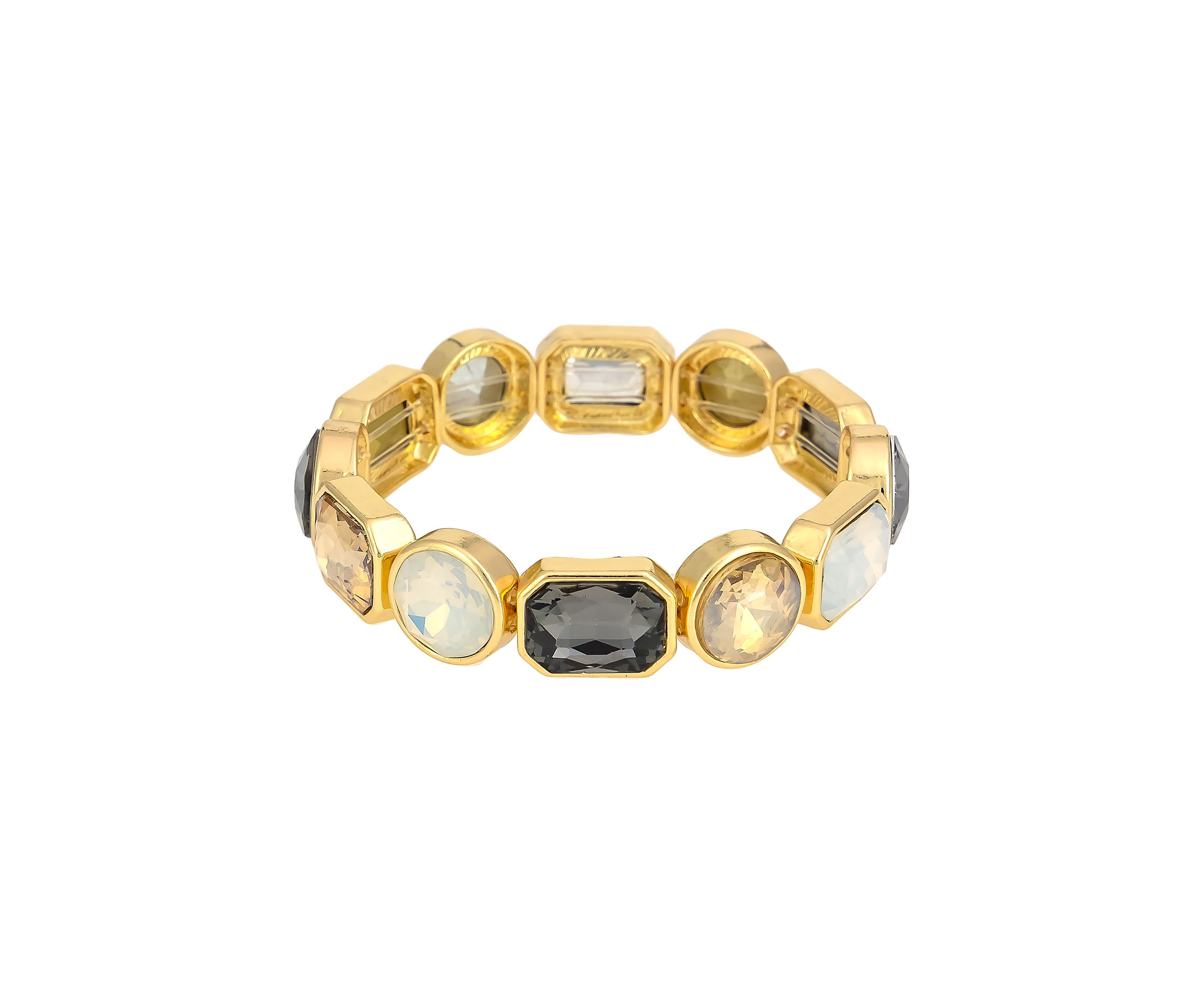 Gold Tone Multi Colored Stone Stretch Bracelet