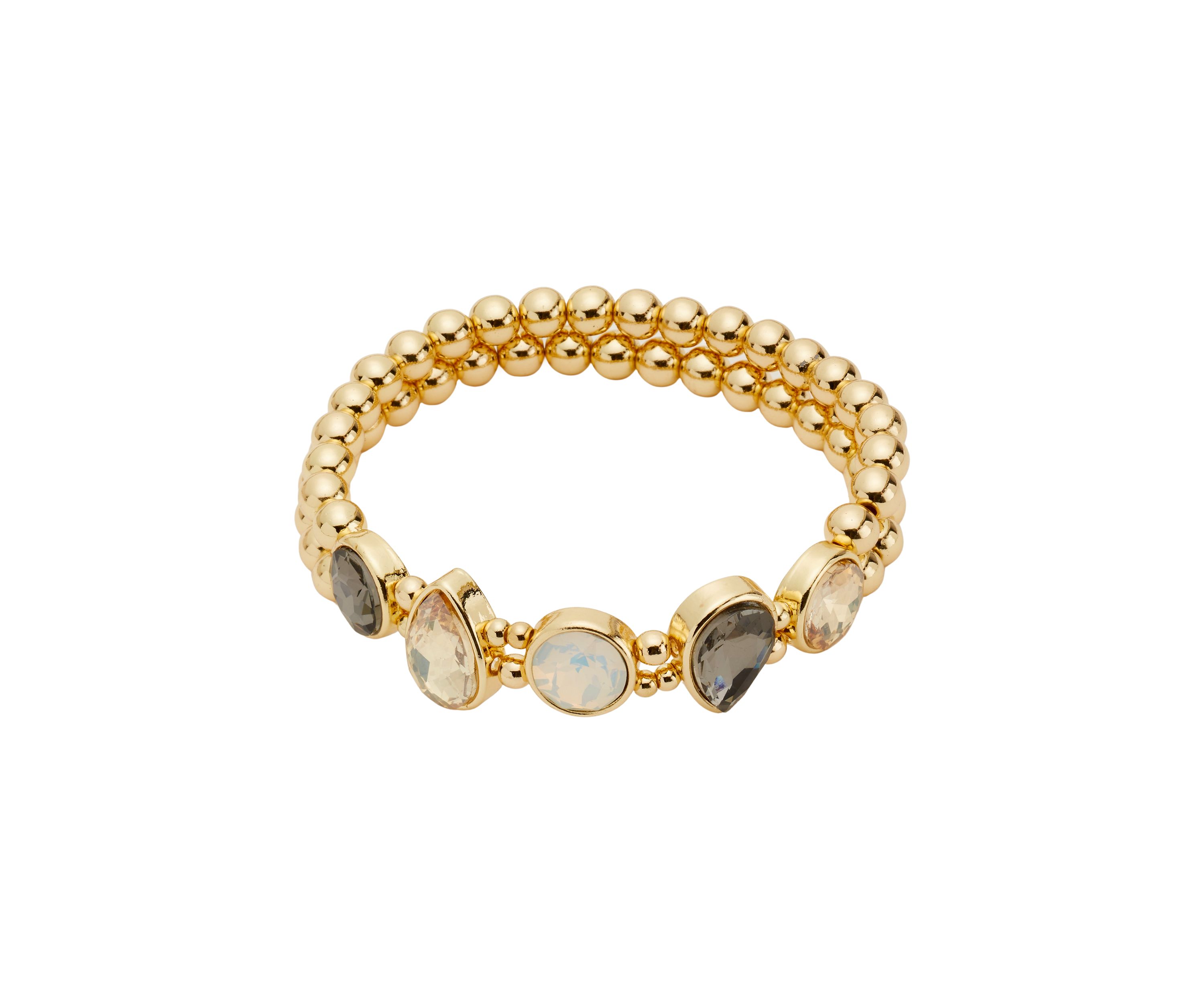 Gold Tone Multi Stone Frontal Stretch Bracelet