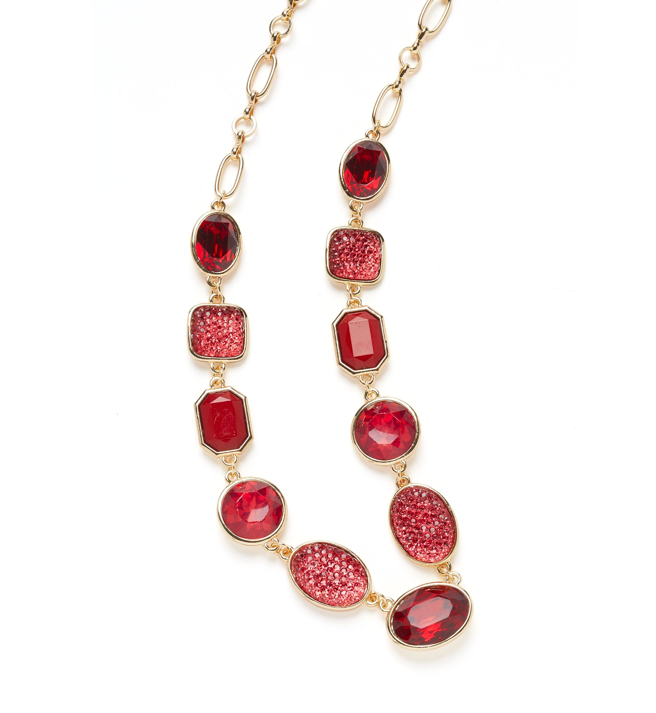 Gold Tone Red Stone Collar Necklace