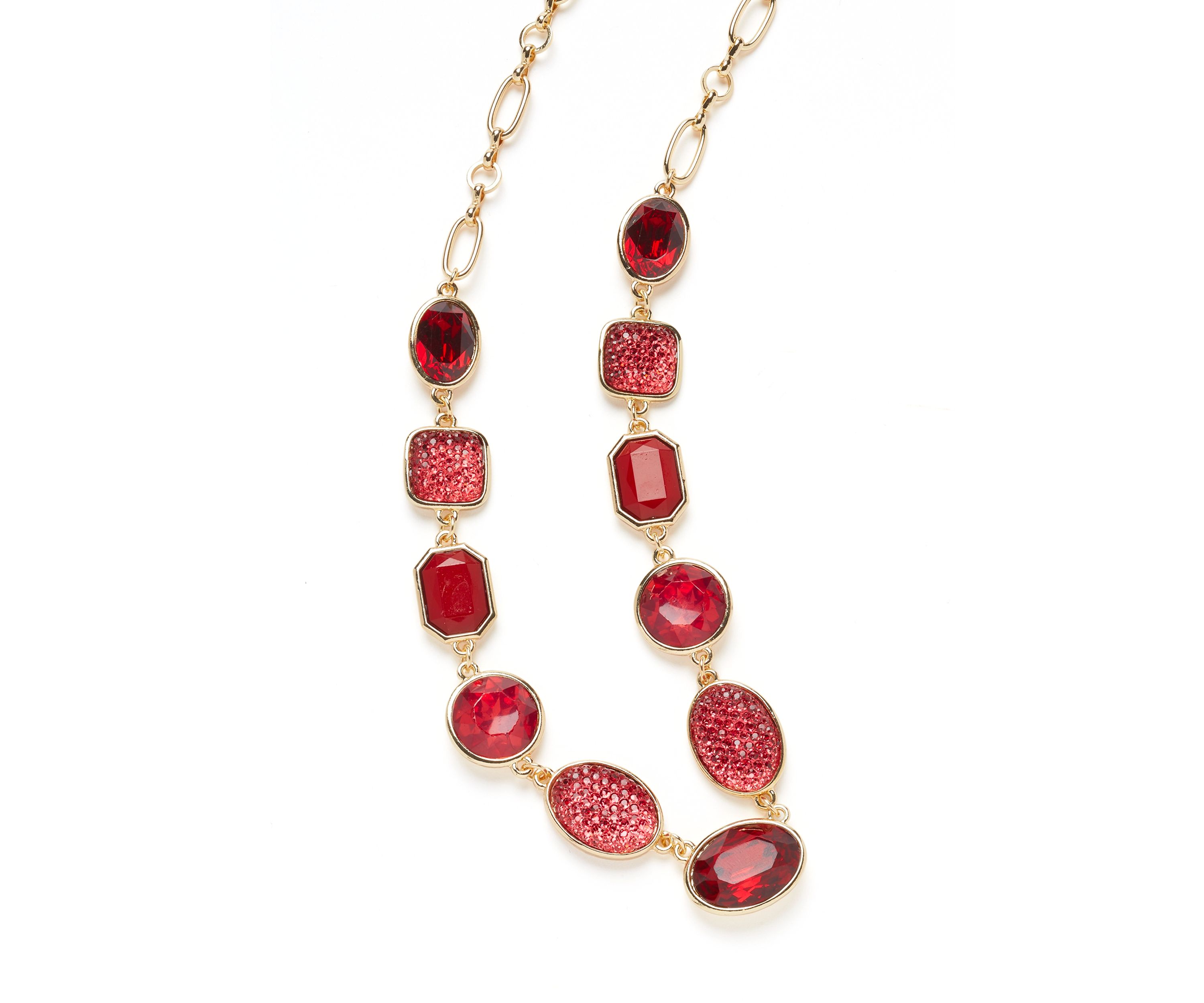 Gold Tone Red Stone Collar Necklace