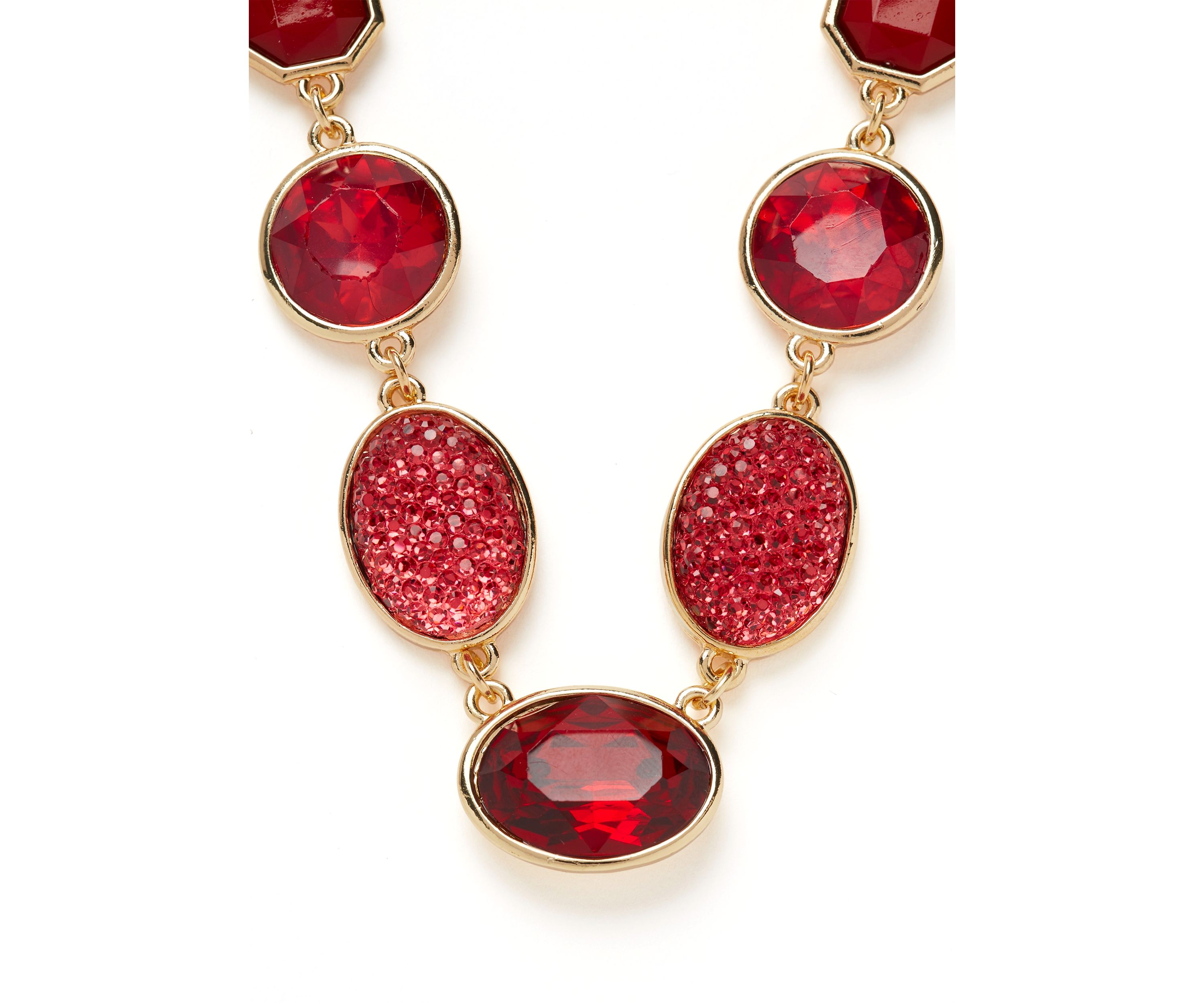 Gold Tone Red Stone Collar Necklace