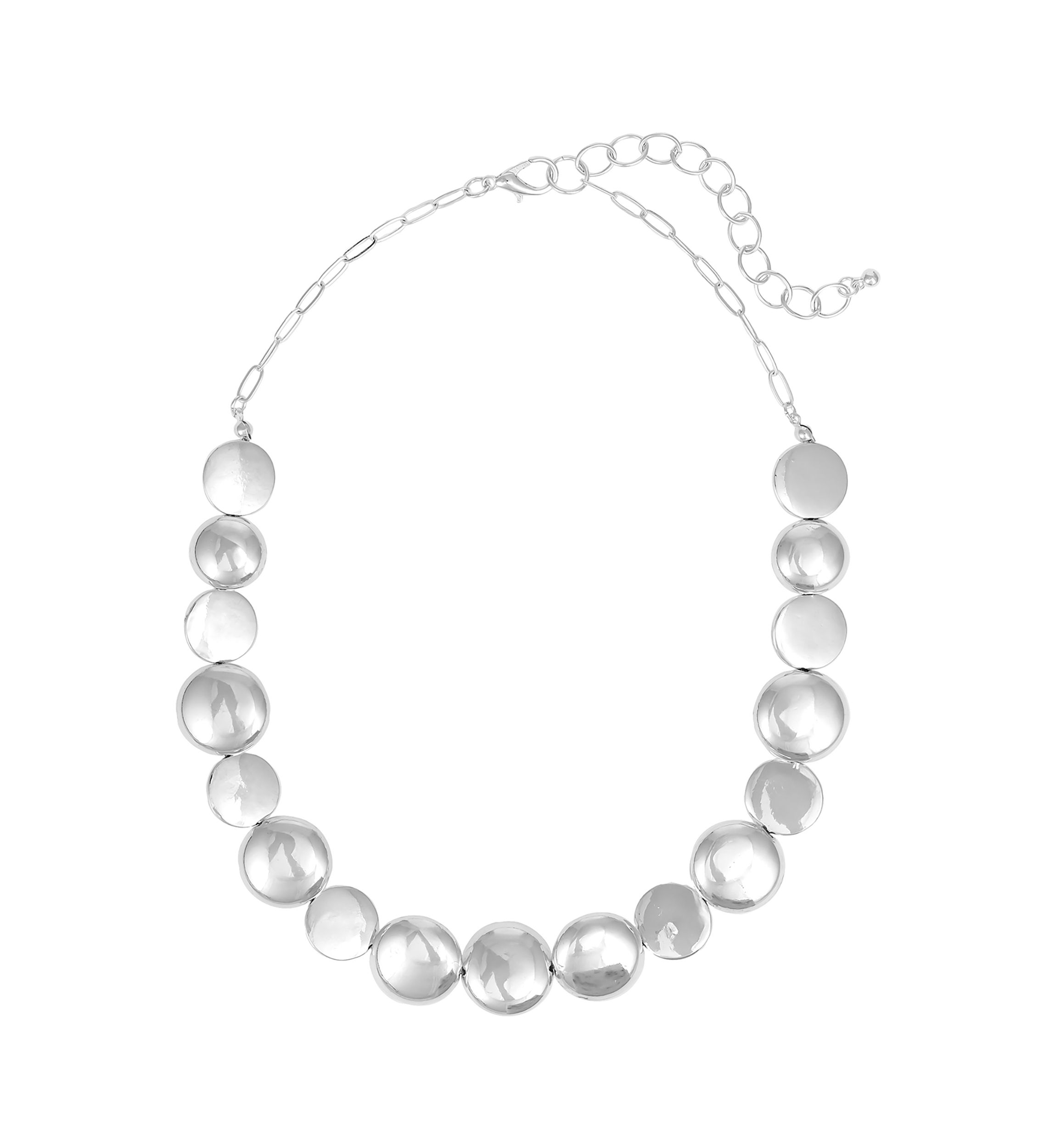 Silver Tone Single Row Round Bead Short Necklace