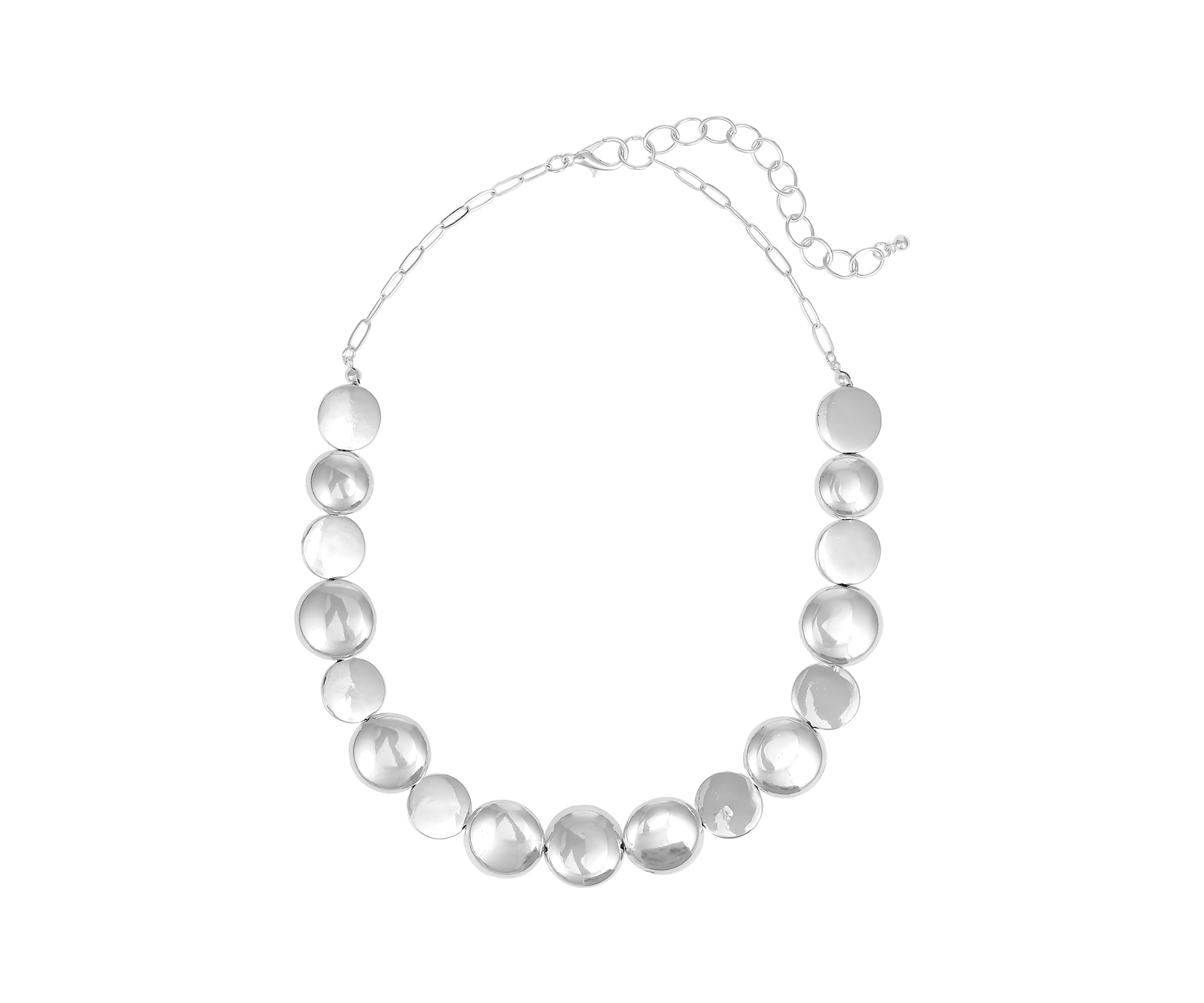 Silver Tone Single Row Round Bead Short Necklace