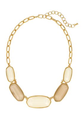 evie  emma Gold Tone Graduated Hexagon Ivory Stone Frontal Necklace