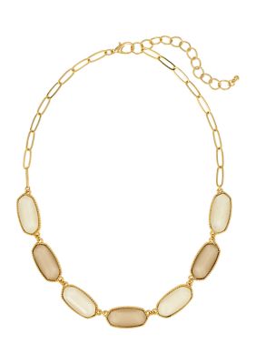 evie  emma Gold Tone 7 Hexagon Ivory Stone Frontal Necklace