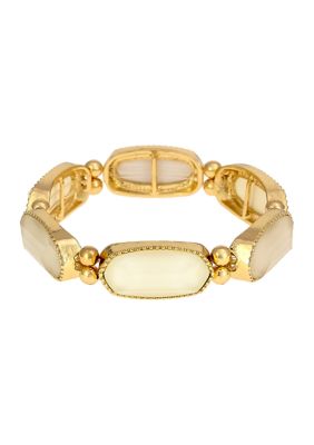 evie  emma Gold Tone Ivory Hexagon Stone Stretch Bracelet
