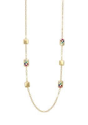 evie  emma Gold Tone Multi Scattered Stone Station Illusion Necklace